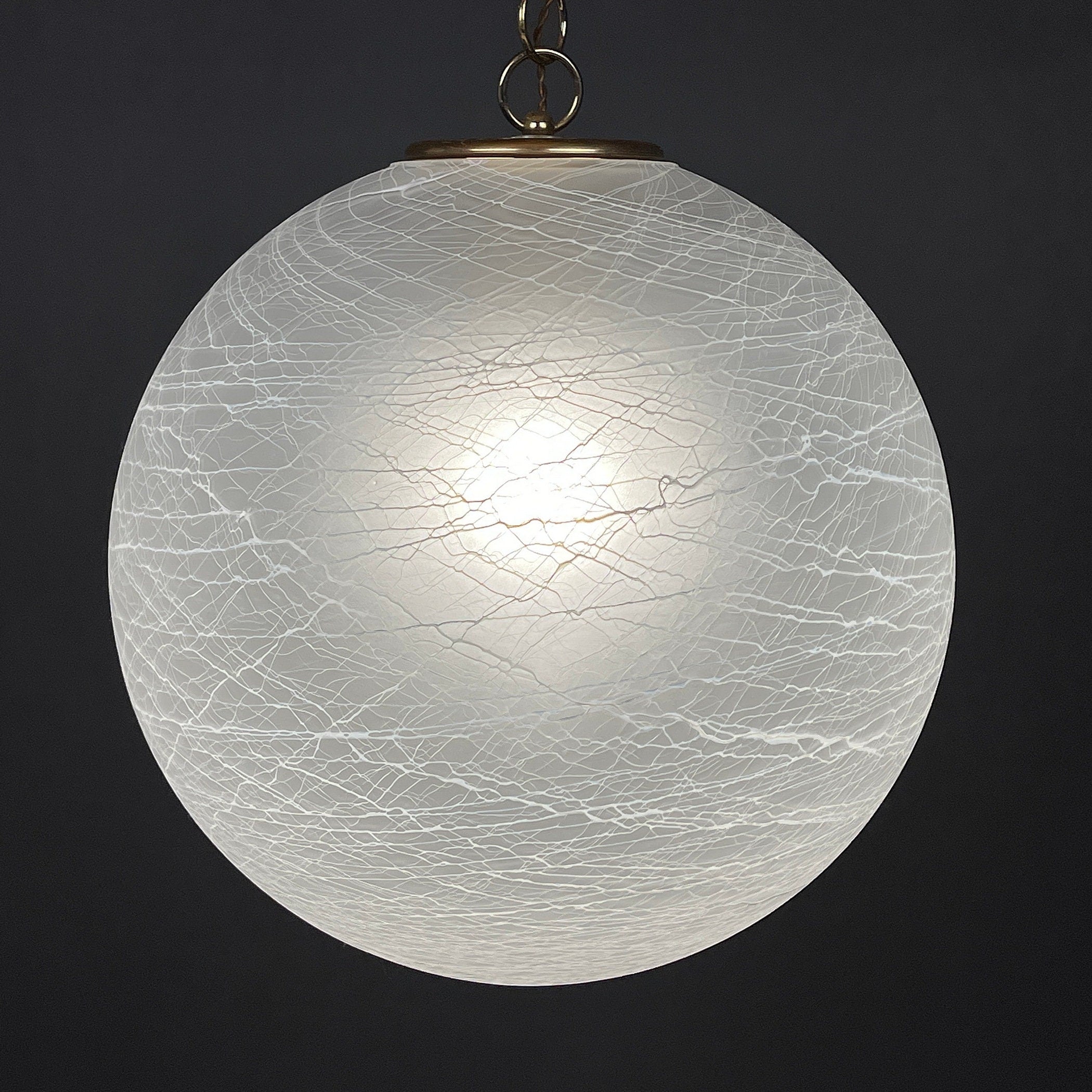 Vintage large swirl murano glass pendant lamp Italy 1970s Mid-century modern italian lighting
