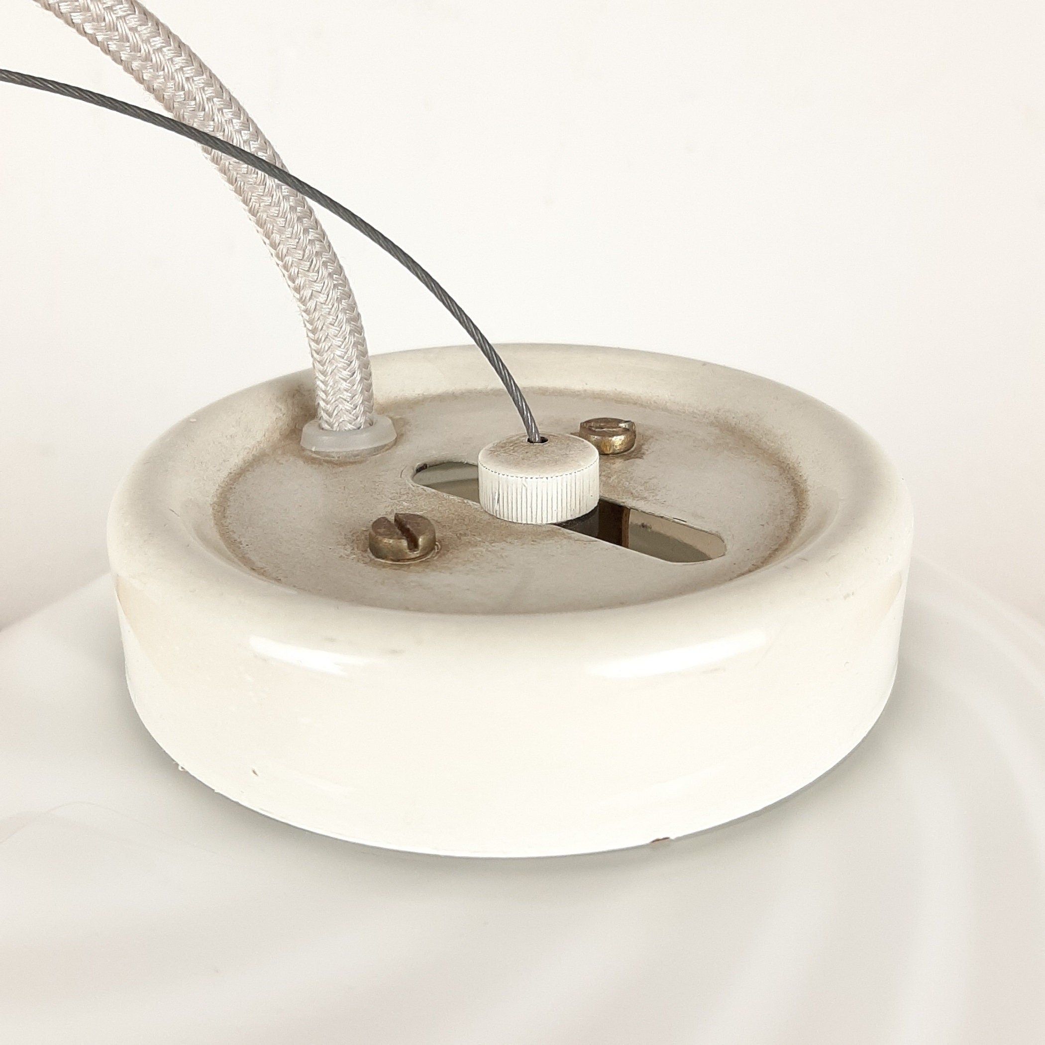 Retro swirl murano glass pendant lamp Italy 1970s Mid-century light