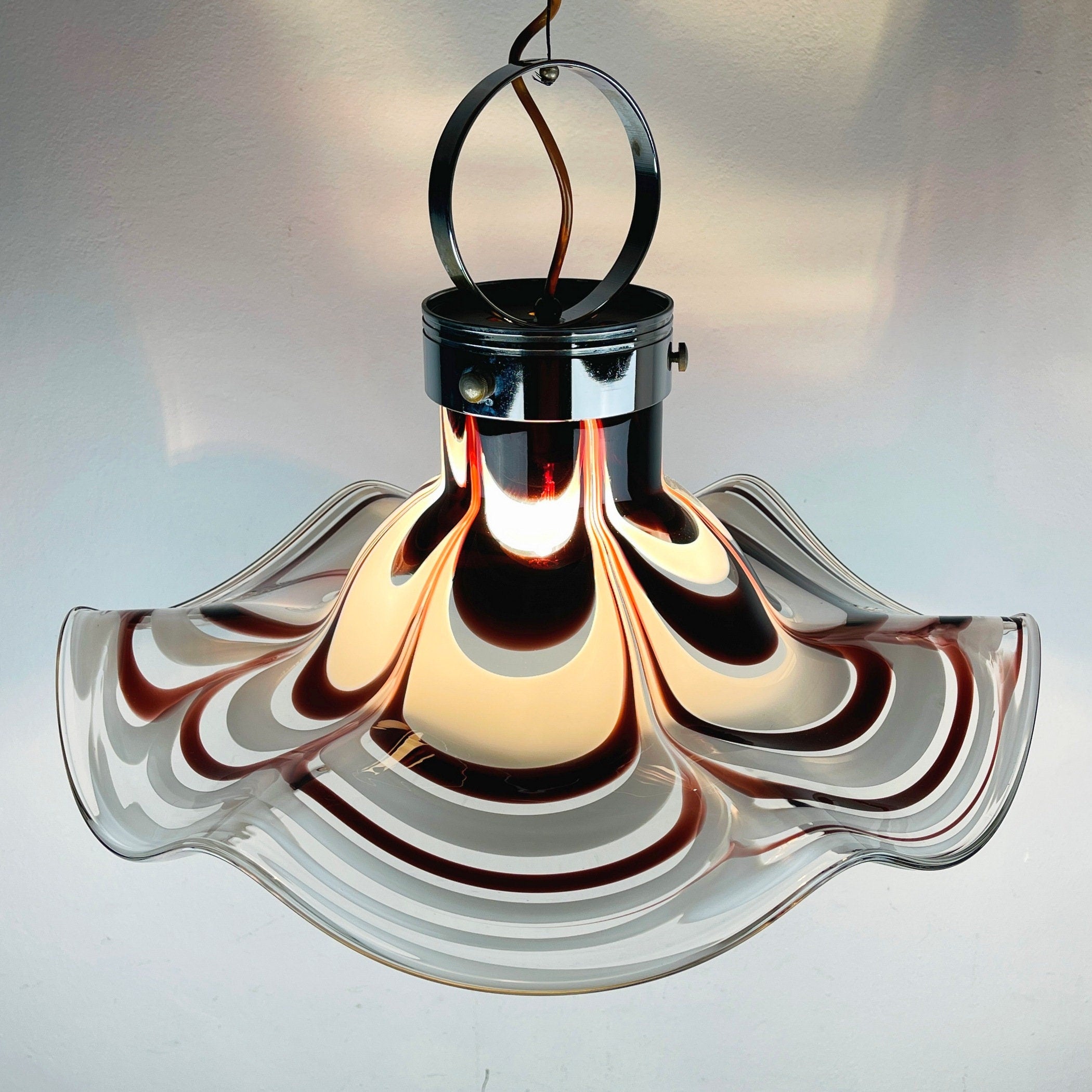 Original murano pendant lamp Flower by AV Mazzega Italy 1970s
