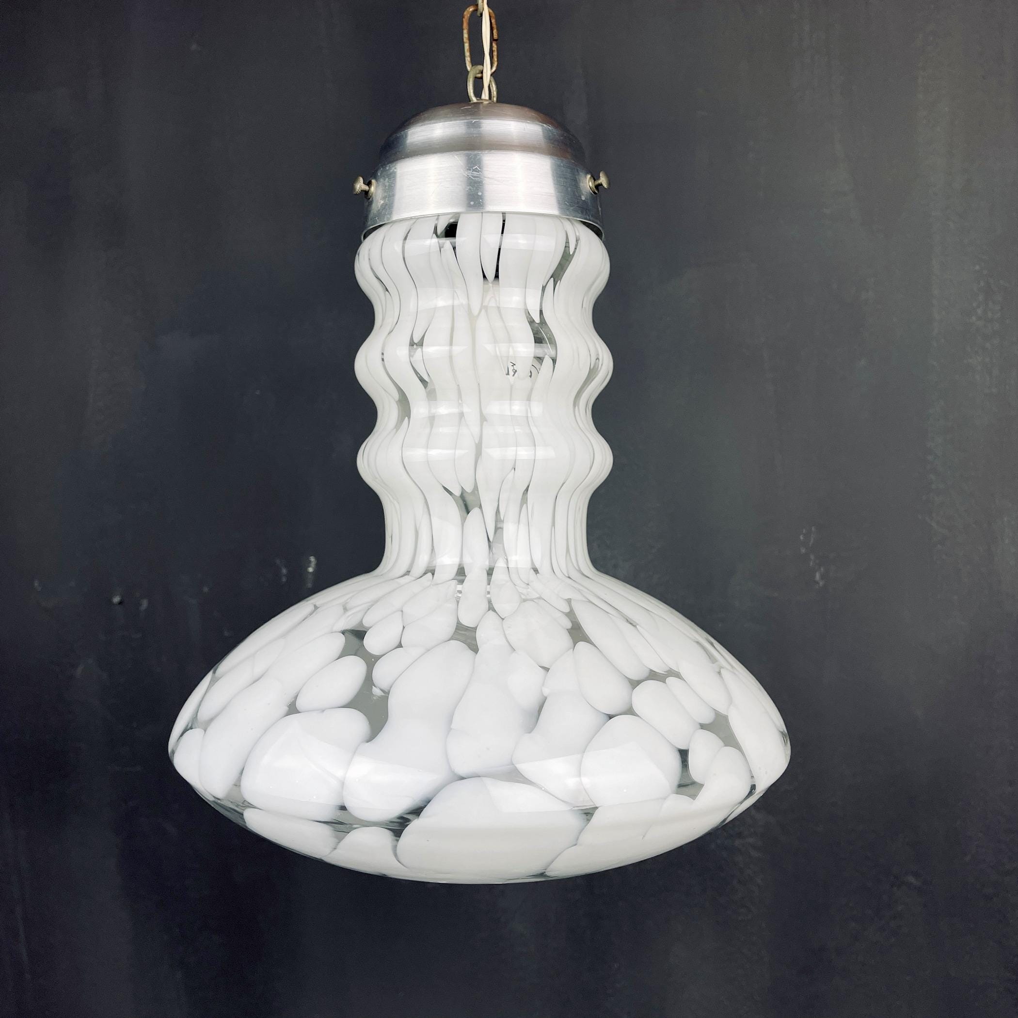 White murano pendant lamp by Carlo Nason for Mazzega, Italy 1960s