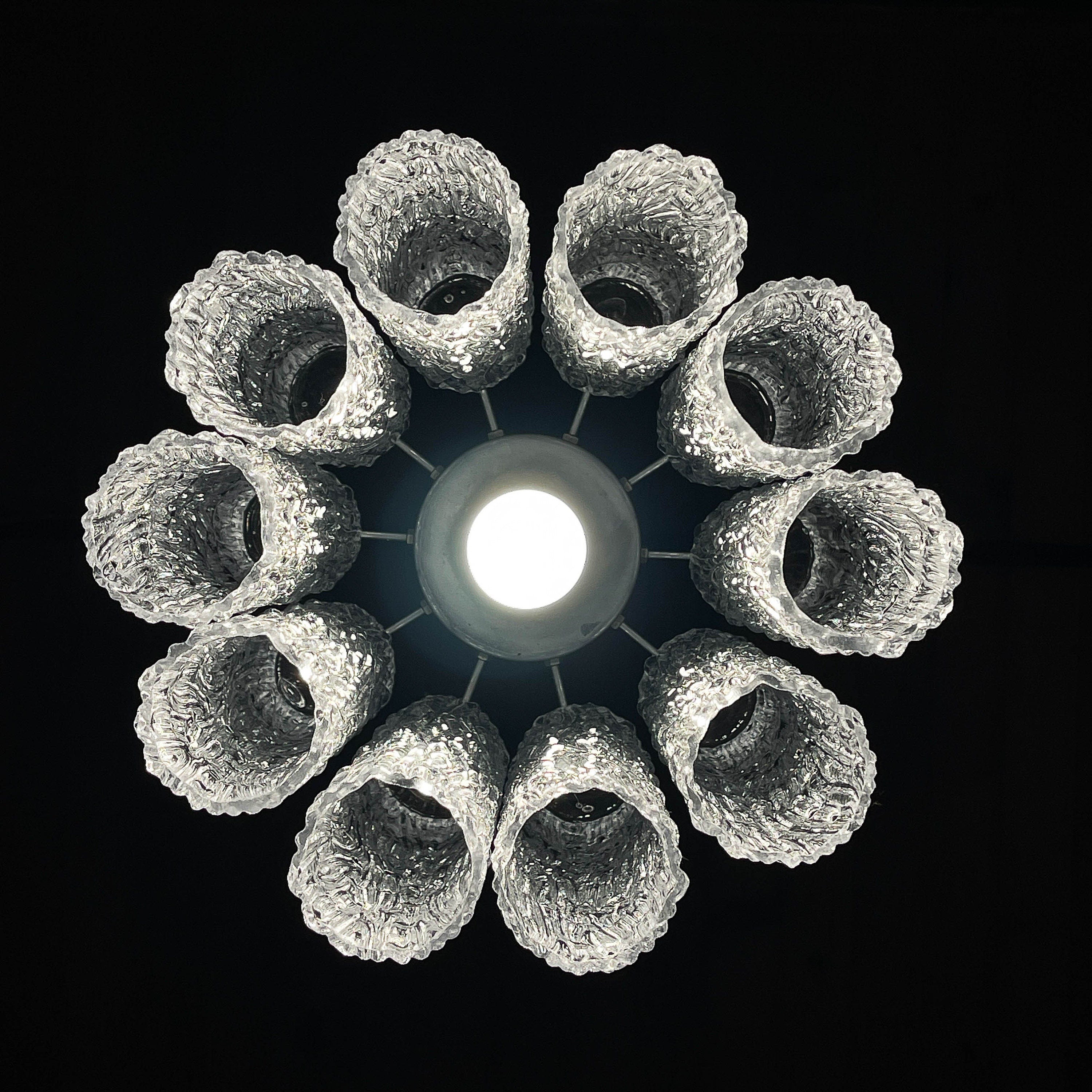 Mid-century murano glass chandelier Tronchi by Toni Zuccheri for Venini Italy 1960s