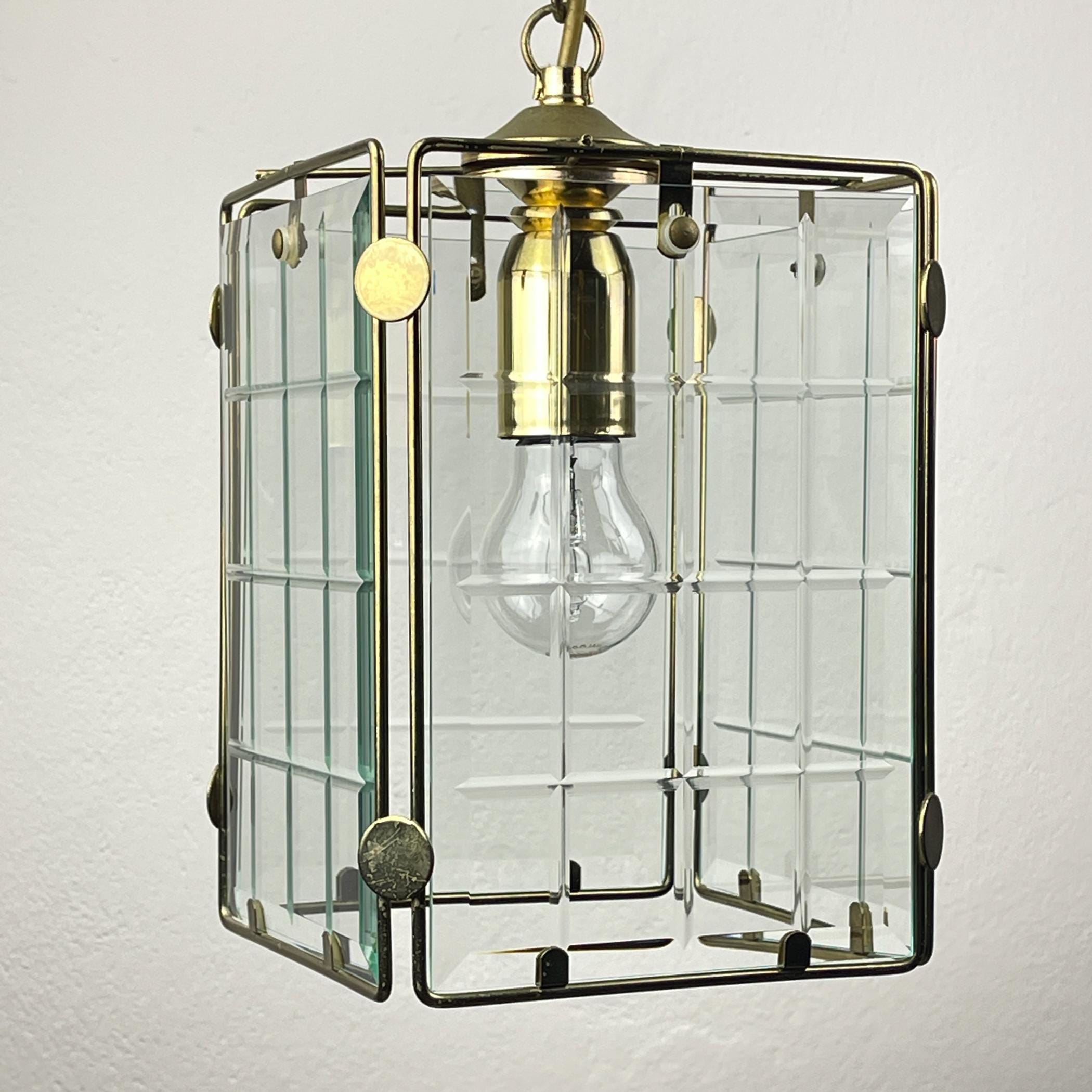 Vintage brass pendant lamp, Italy, 1970s, Mid-century Italian modern