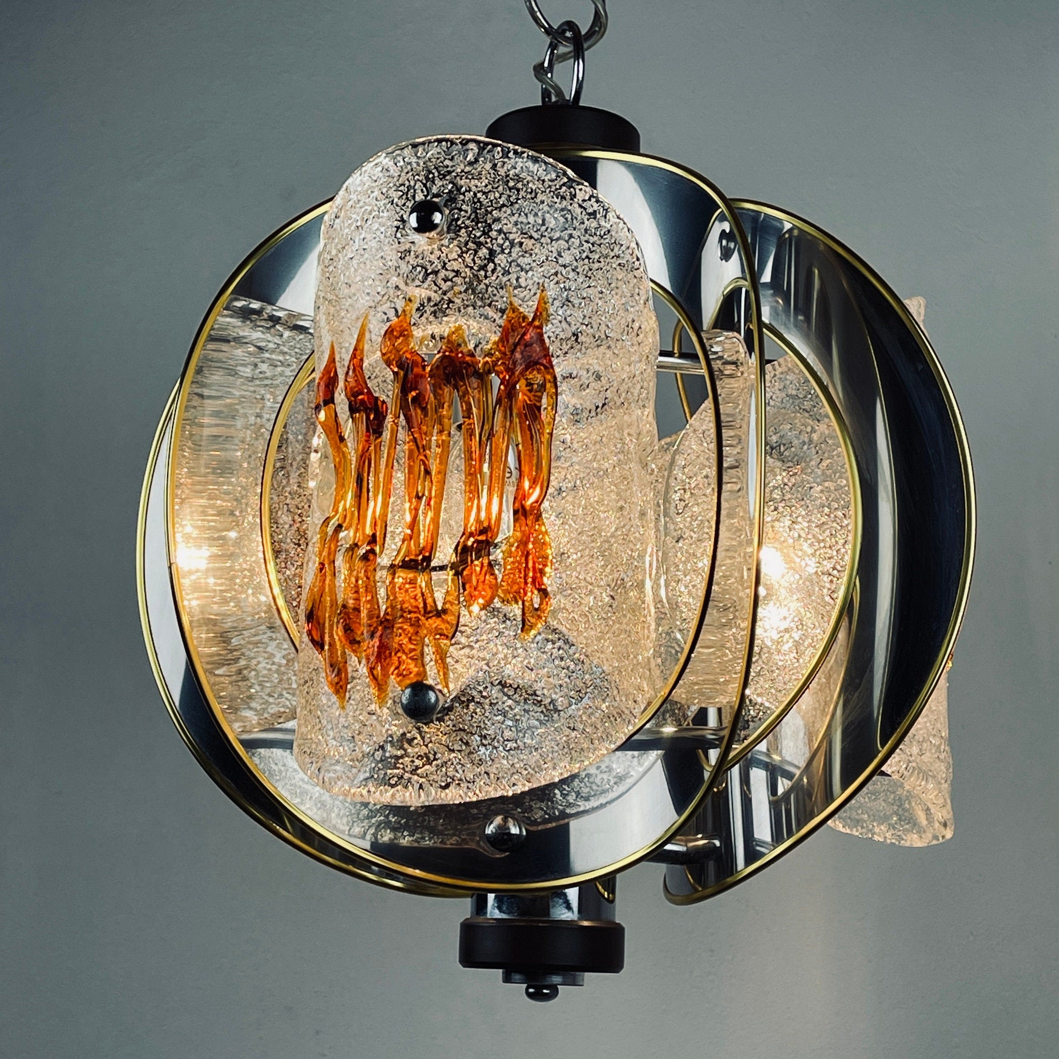 Mid-Century Amber Murano Glass Chandelier by Toni Zuccheri for VeArt, 1970s
