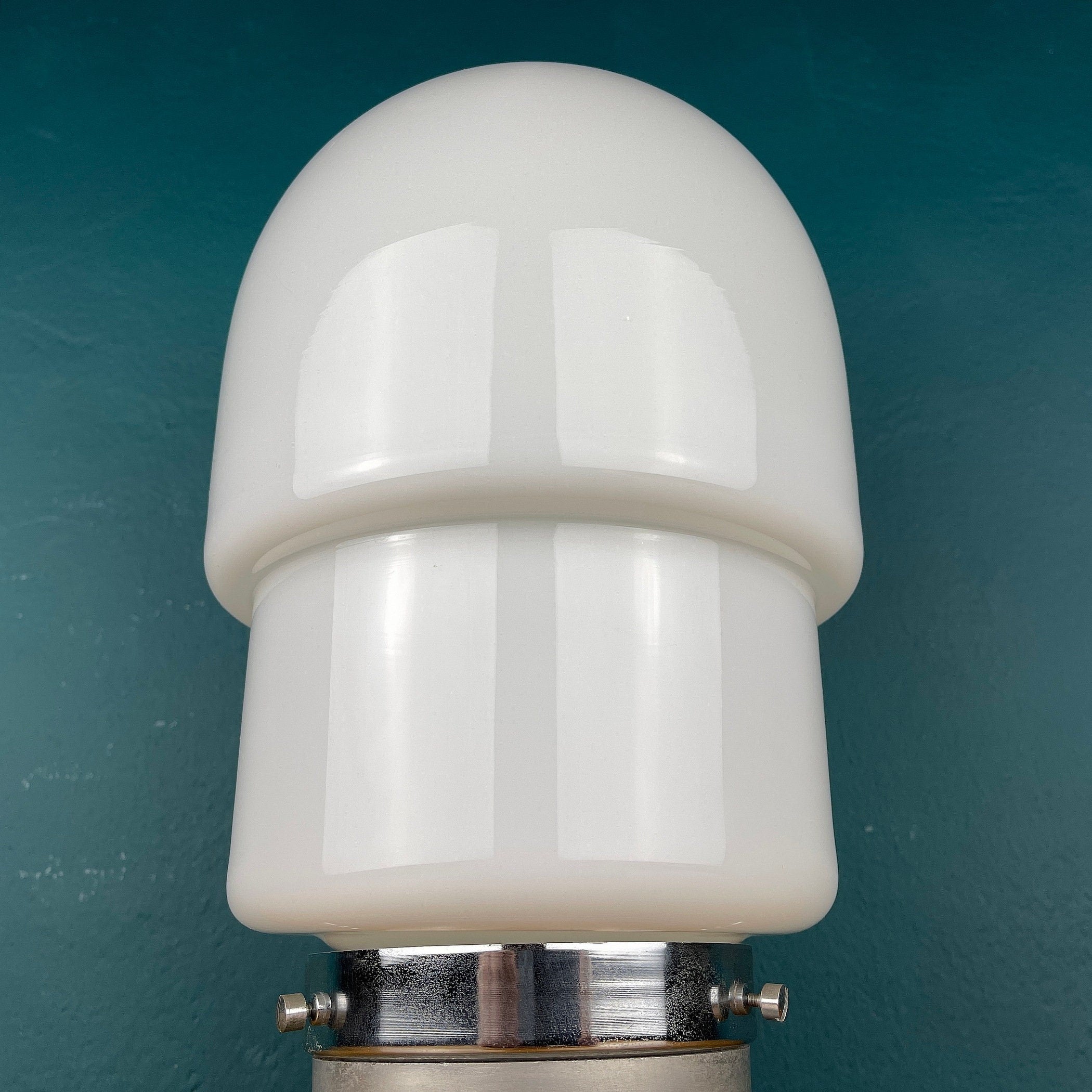Vintage White Opaline Glass Table Lamp: Italian Mid-Century Modern Lighting