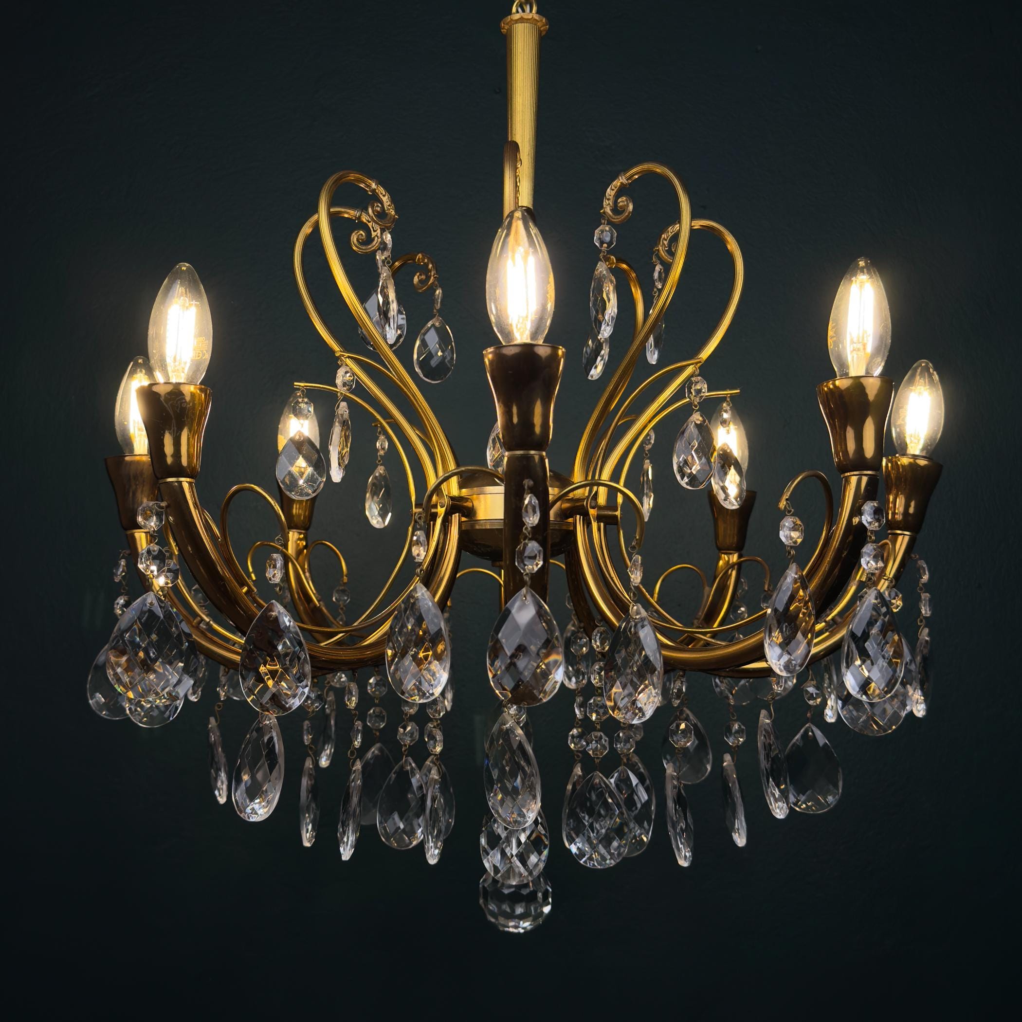 Vintage crystal chandelier, Italy 1950s
