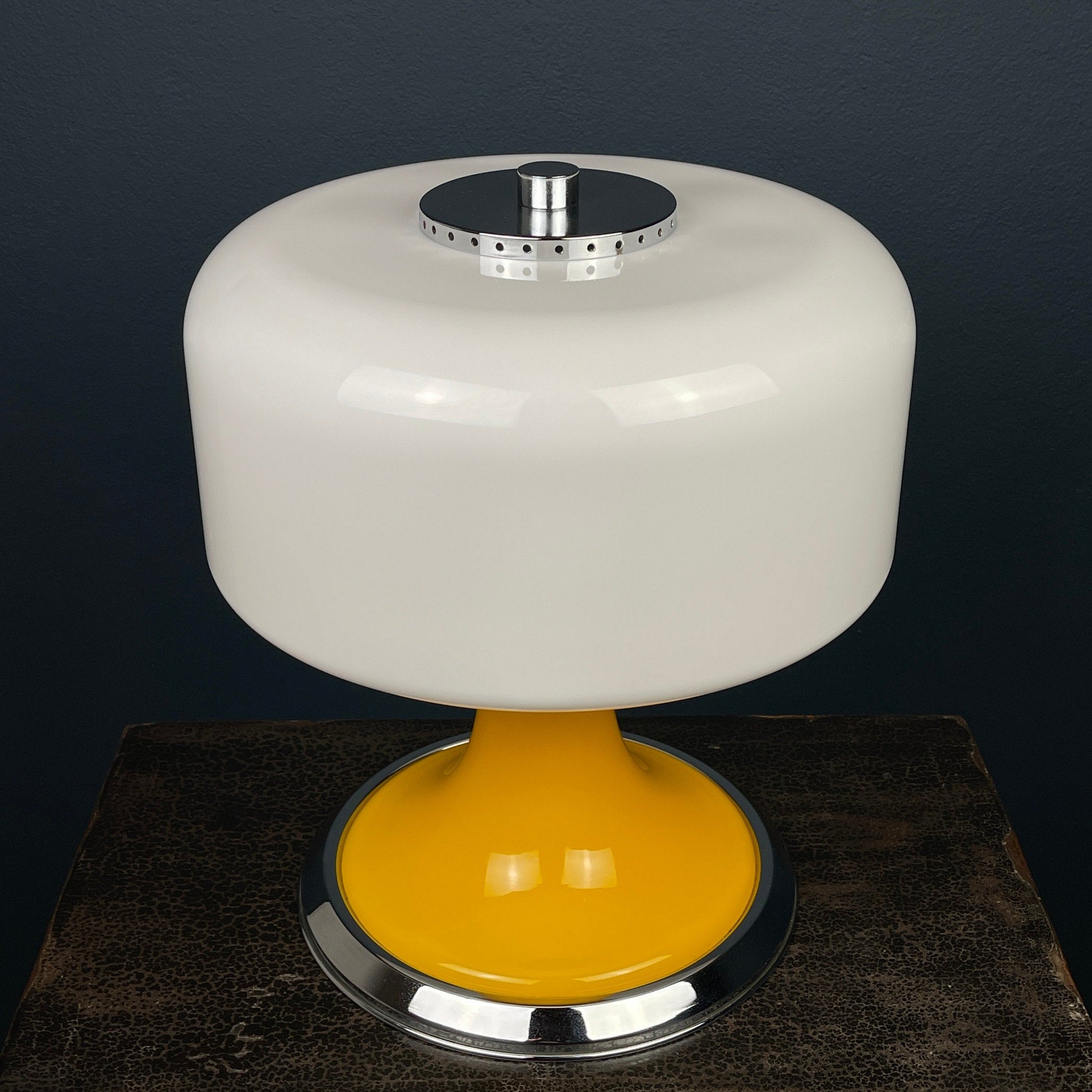 Vintage Mid-Century Modern Table Lamp, Italy 1970s, Space Age, Yellow