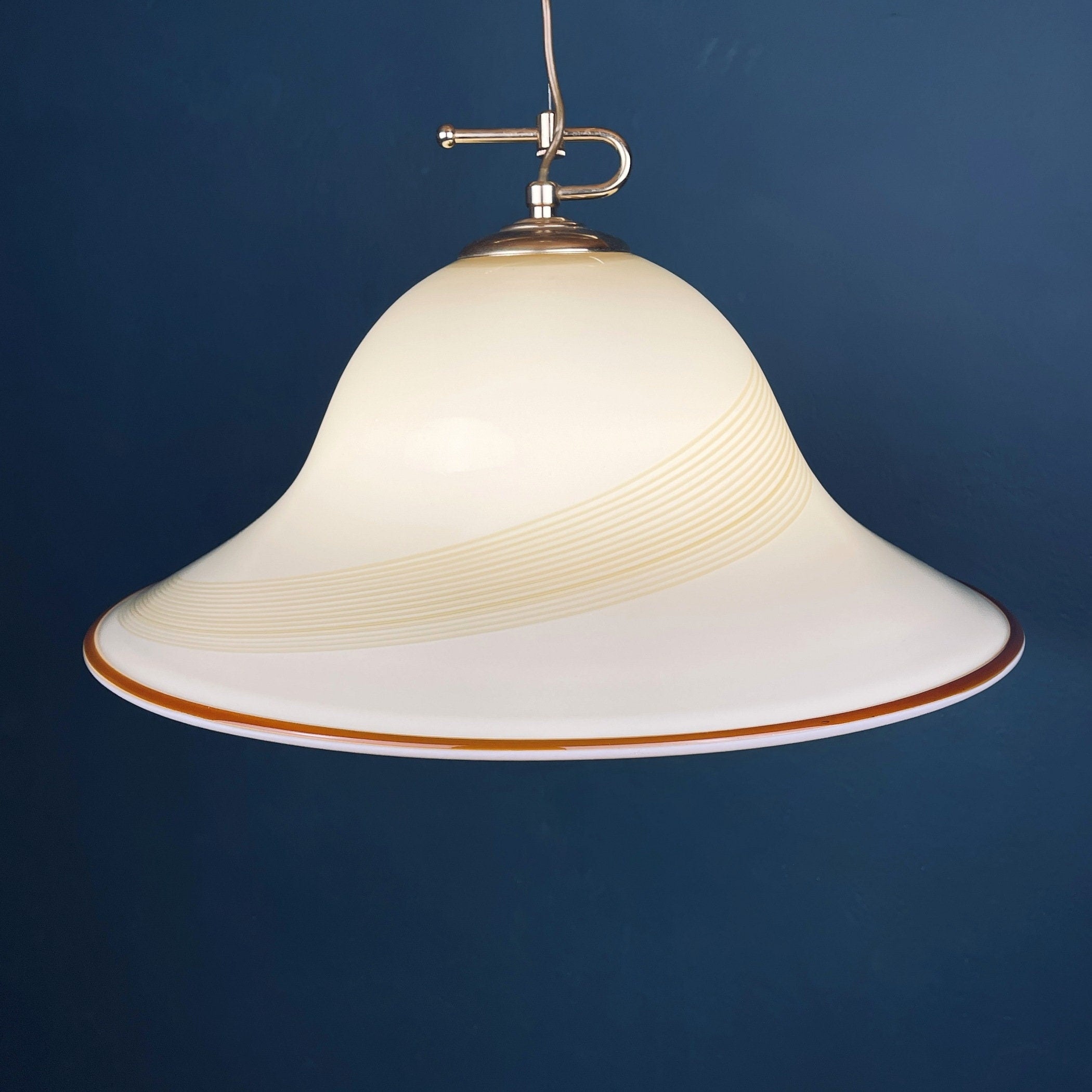 Vintage De Majo Murano Glass Pendant Lamp: Beige Mid-Century Lighting