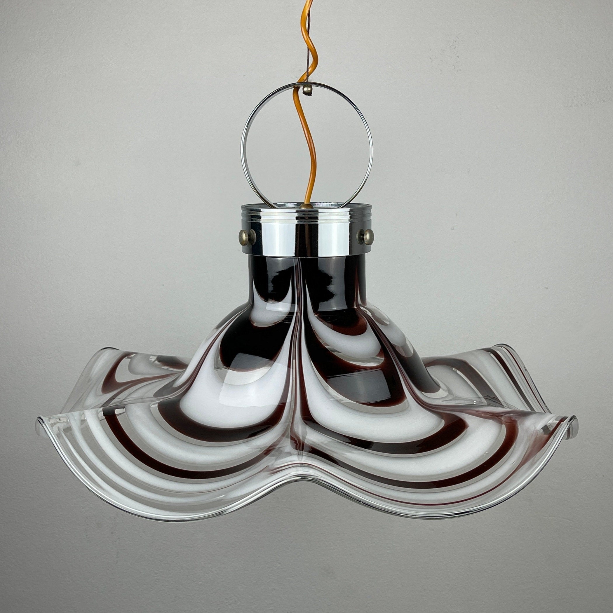 Original murano pendant lamp Flower by AV Mazzega Italy 1970s