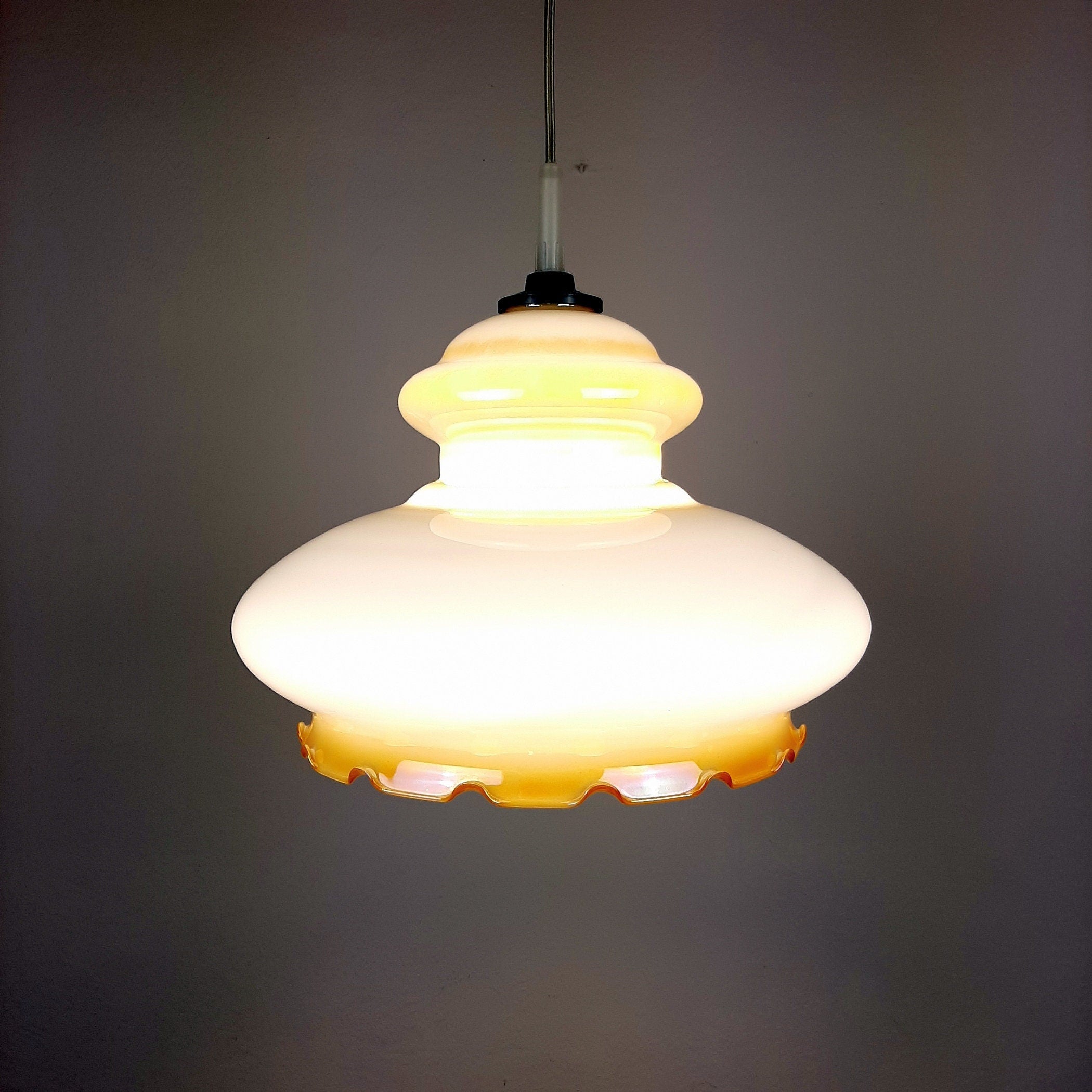 Vintage glass lamp Yugoslavia '70s Mid-century ceiling lamp Retro lighting