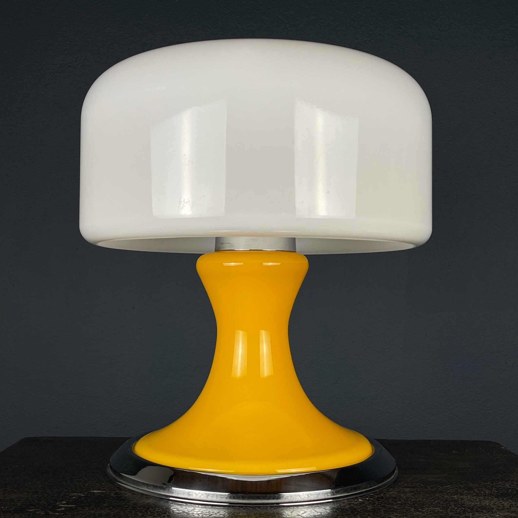 Vintage Mid-Century Modern Table Lamp, Italy 1970s, Space Age, Yellow