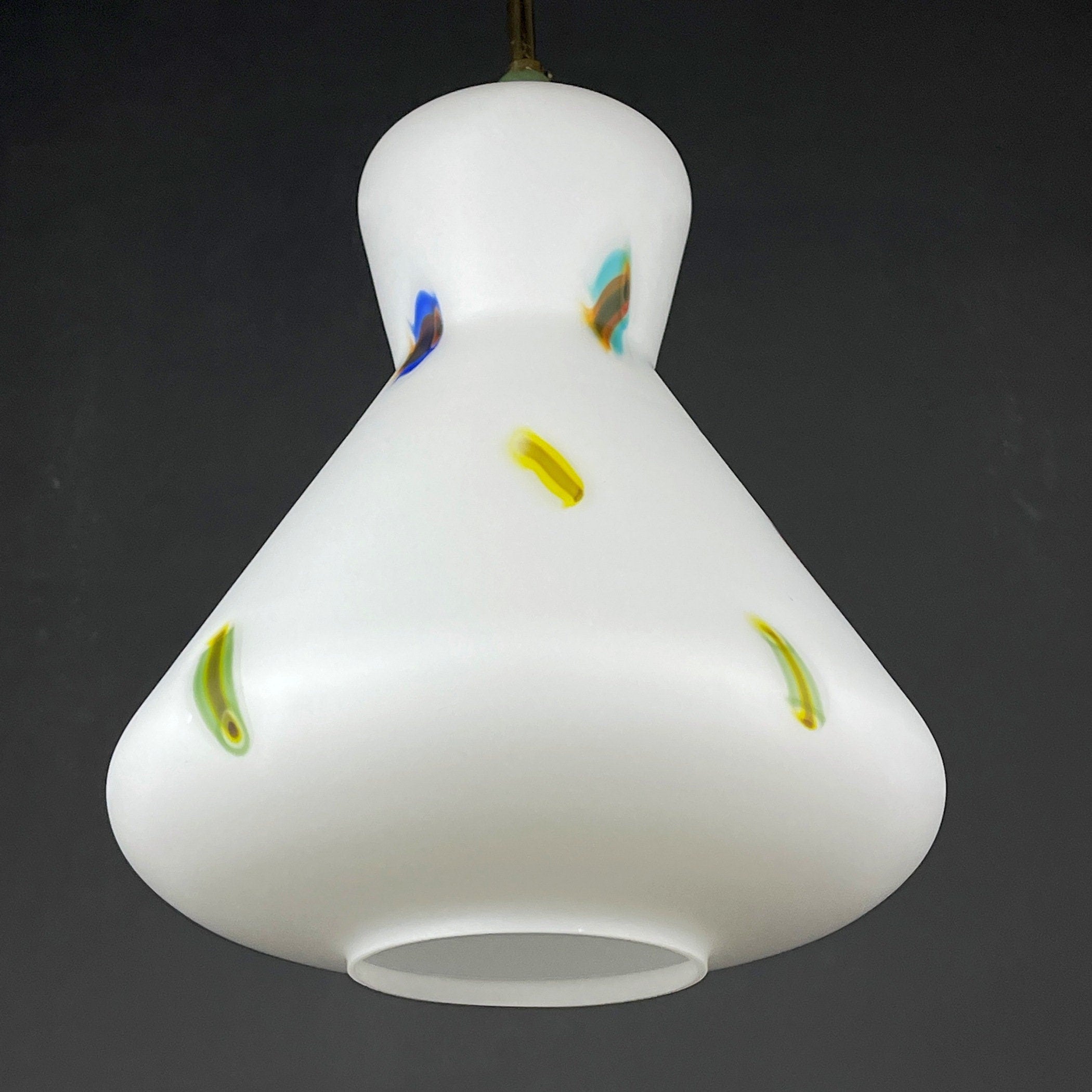 Mid-century multicolor opaline murano glass pendant lamp by Stilnovo Italy 1950s