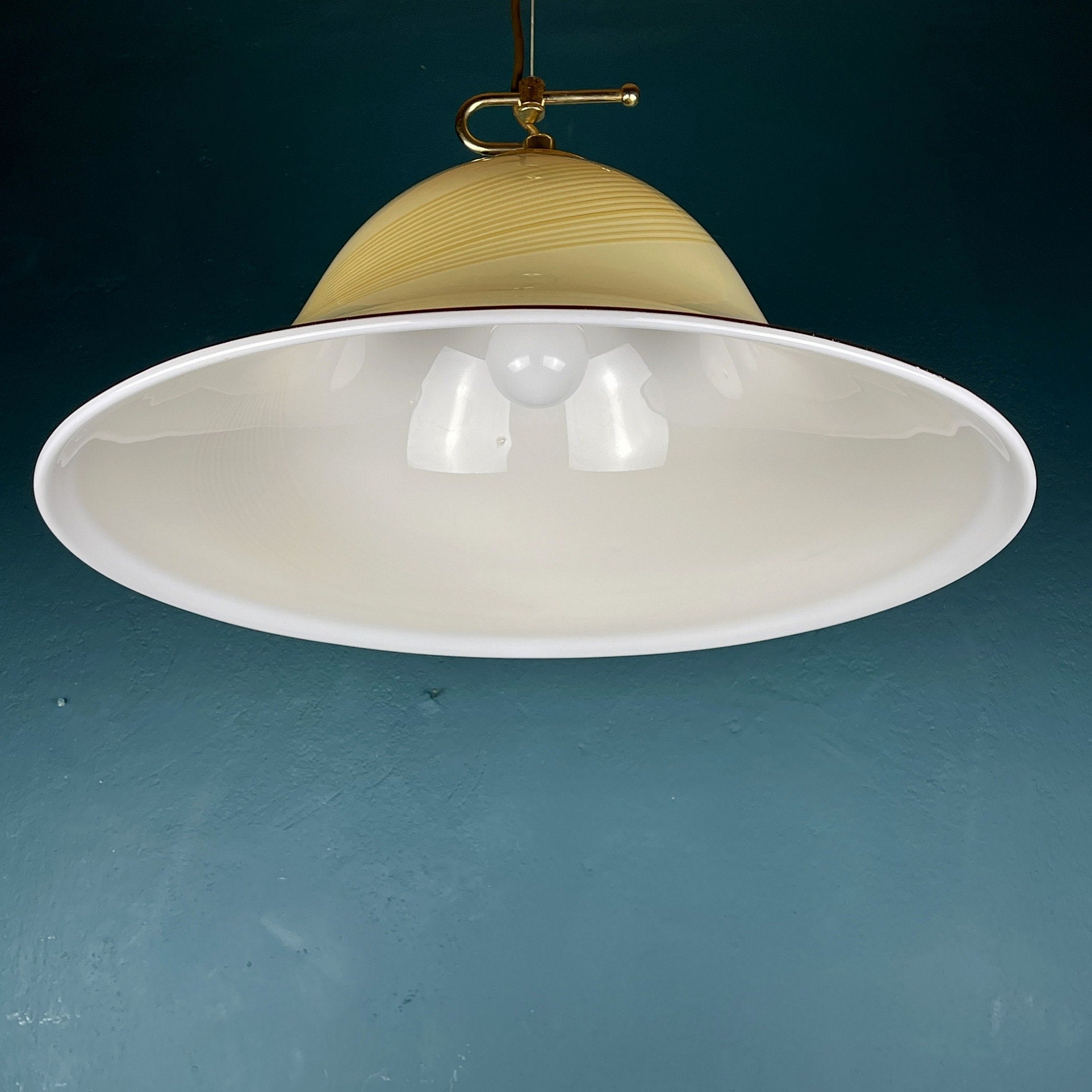 Vintage De Majo Murano Glass Pendant Lamp: Beige Mid-Century Lighting