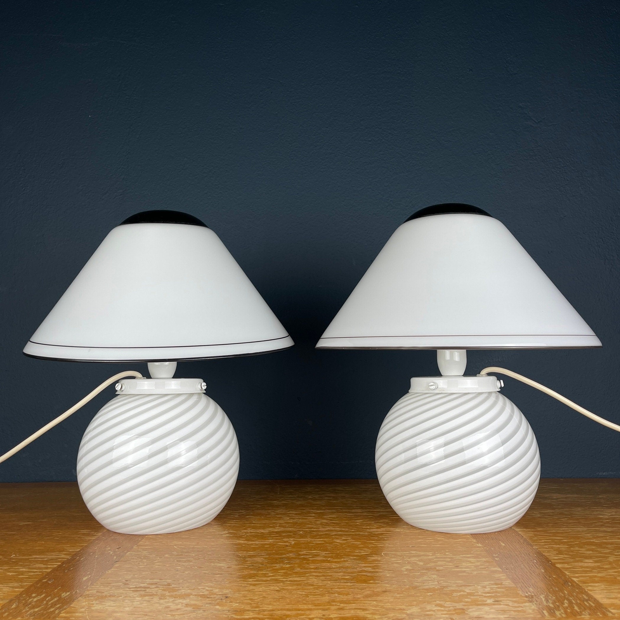 Murano Mushroom Table Lamps: Italian Modern Retro Decor, 1970s, Set of 2