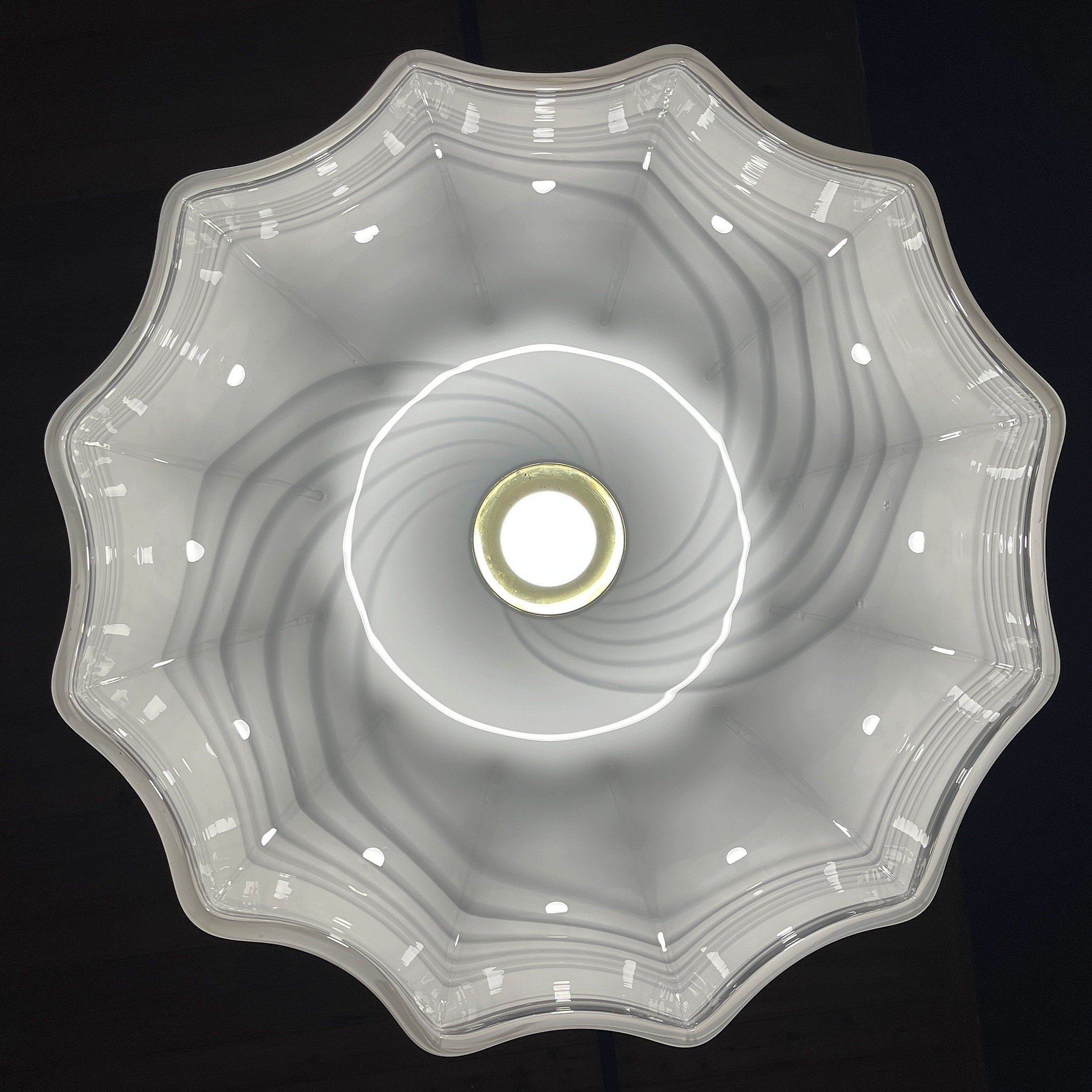 Vintage Swirl Murano Glass Pendant Lamp: 1970s Italian Mid-Century Lighting