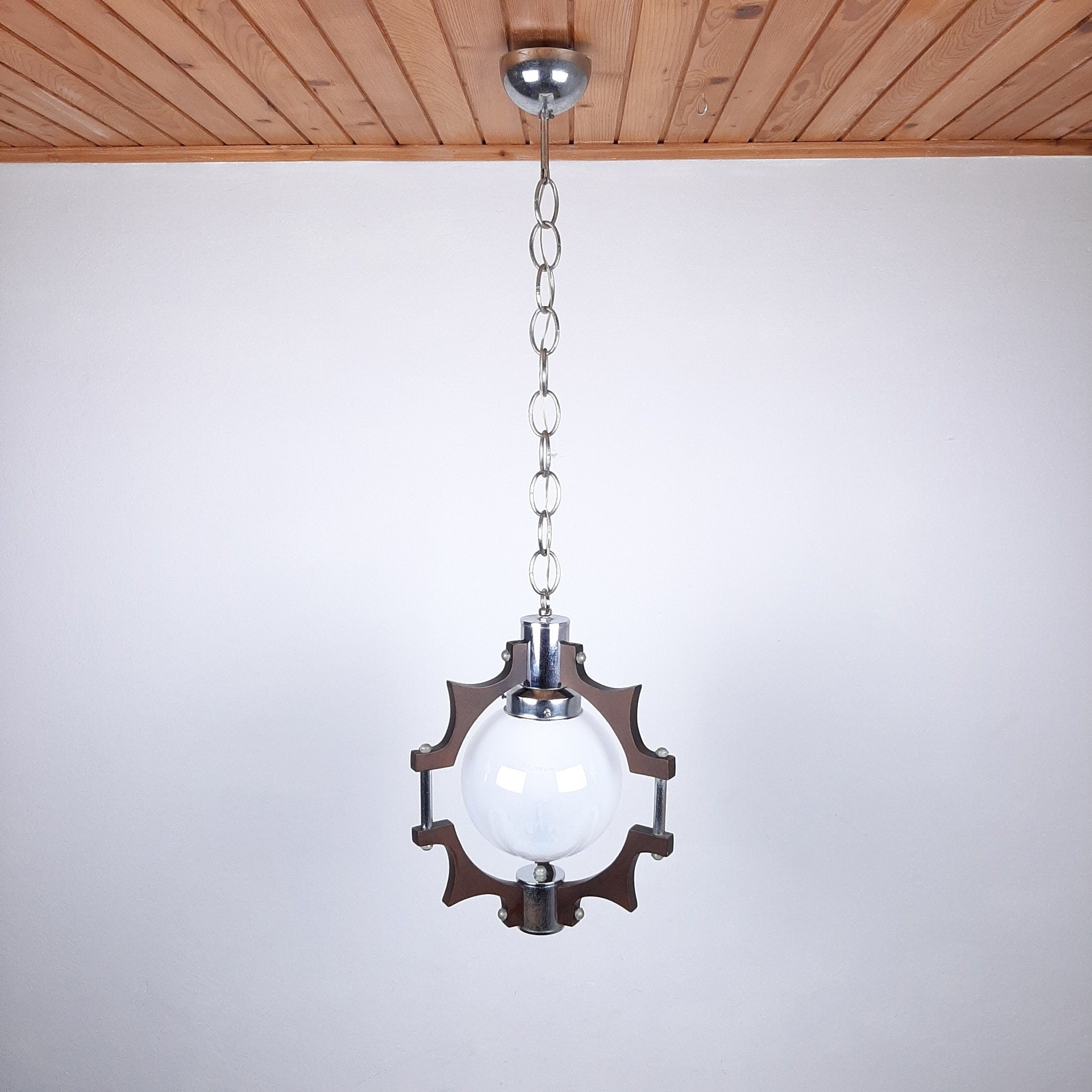 Vintage murano pendant lamp Mazzega Italy 1970s MCM Space Age