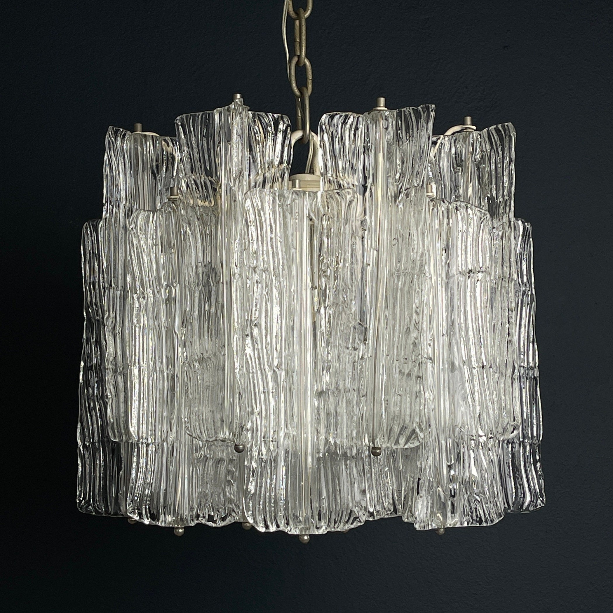 Mid-century murano glass chandelier Eliche by Venini Italy 1960s