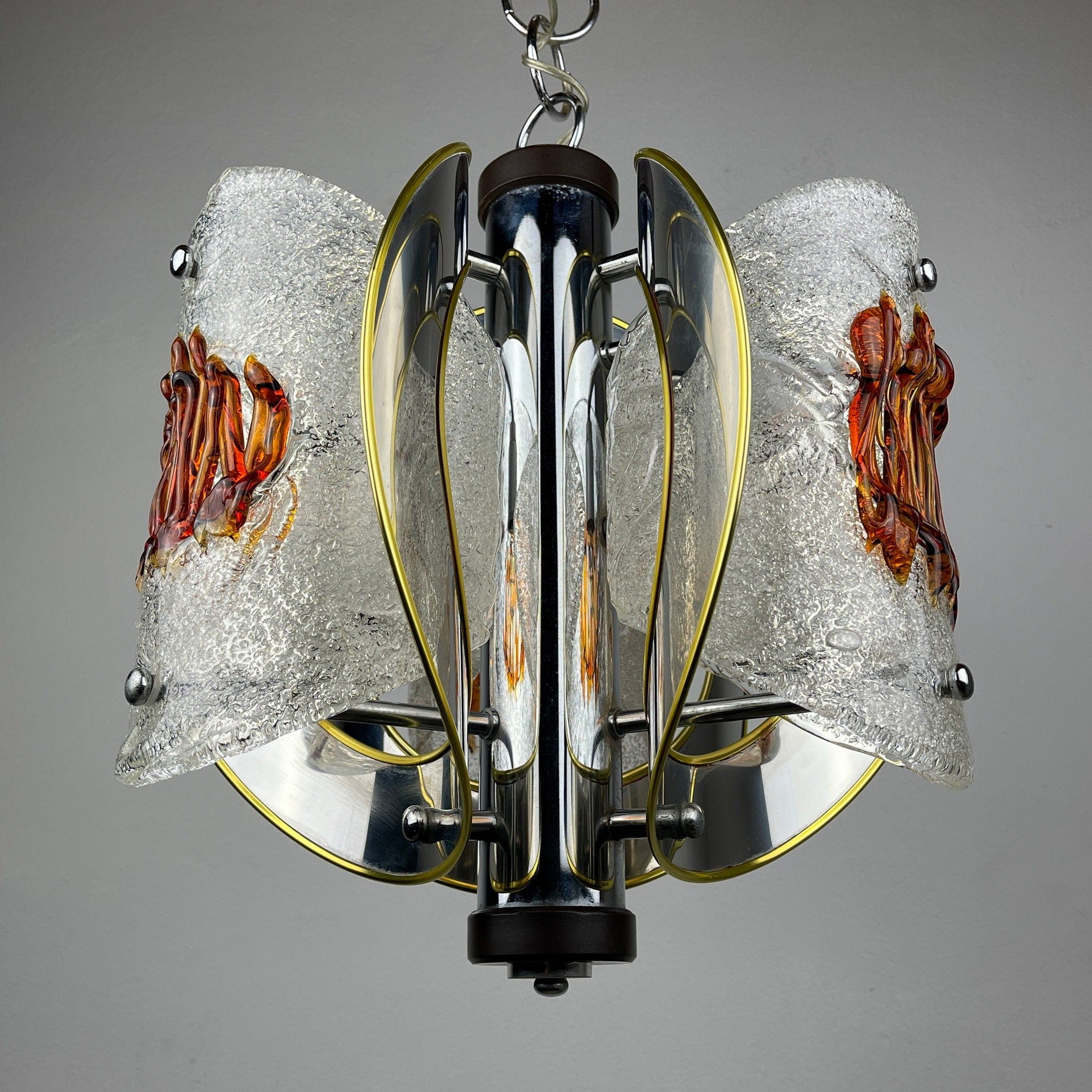 Mid-Century Amber Murano Glass Chandelier by Toni Zuccheri for VeArt, 1970s