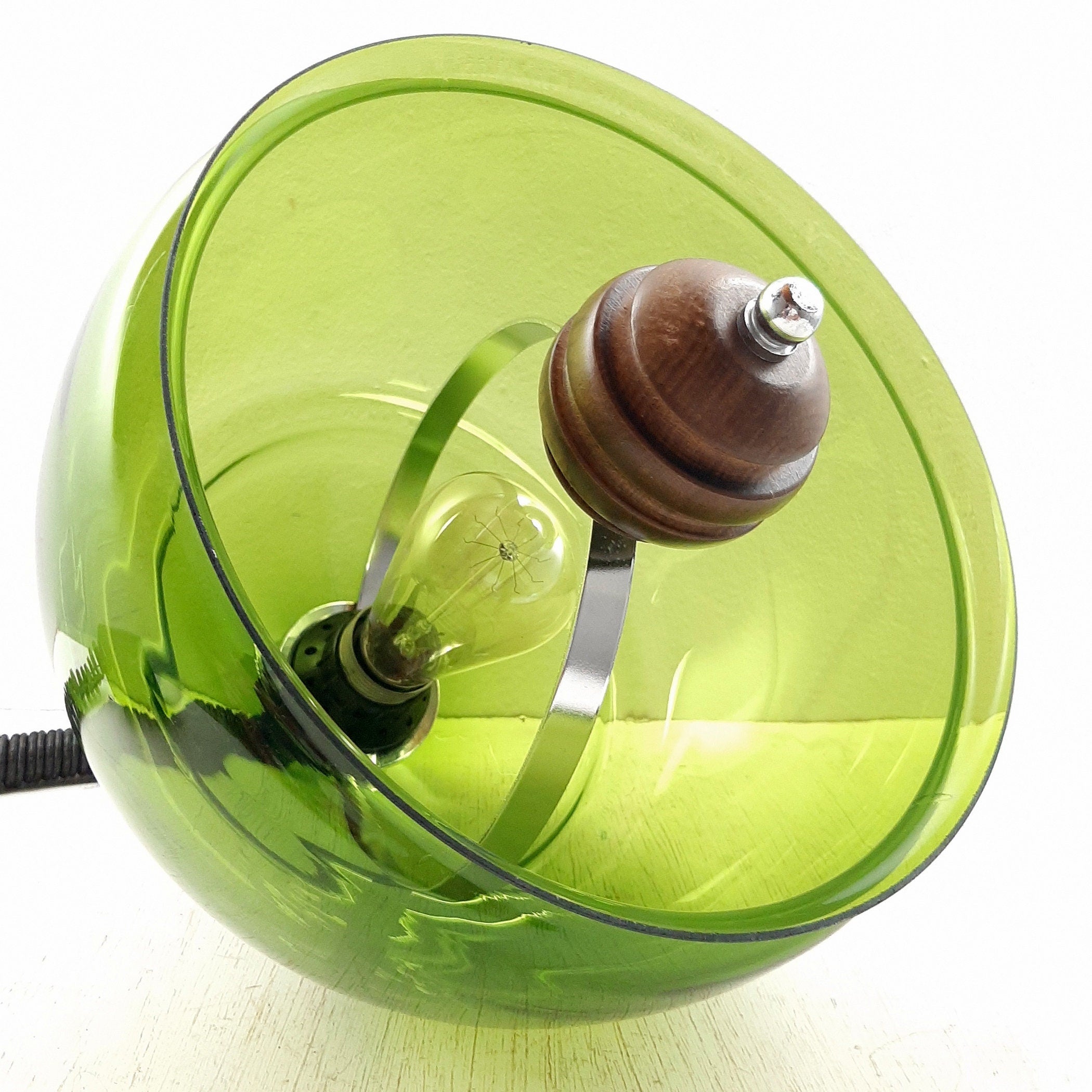 Vintage Green Glass Pendant Lamp: Mid-Century Modern Sijaj Hrastnik, Yugoslavia 1960s