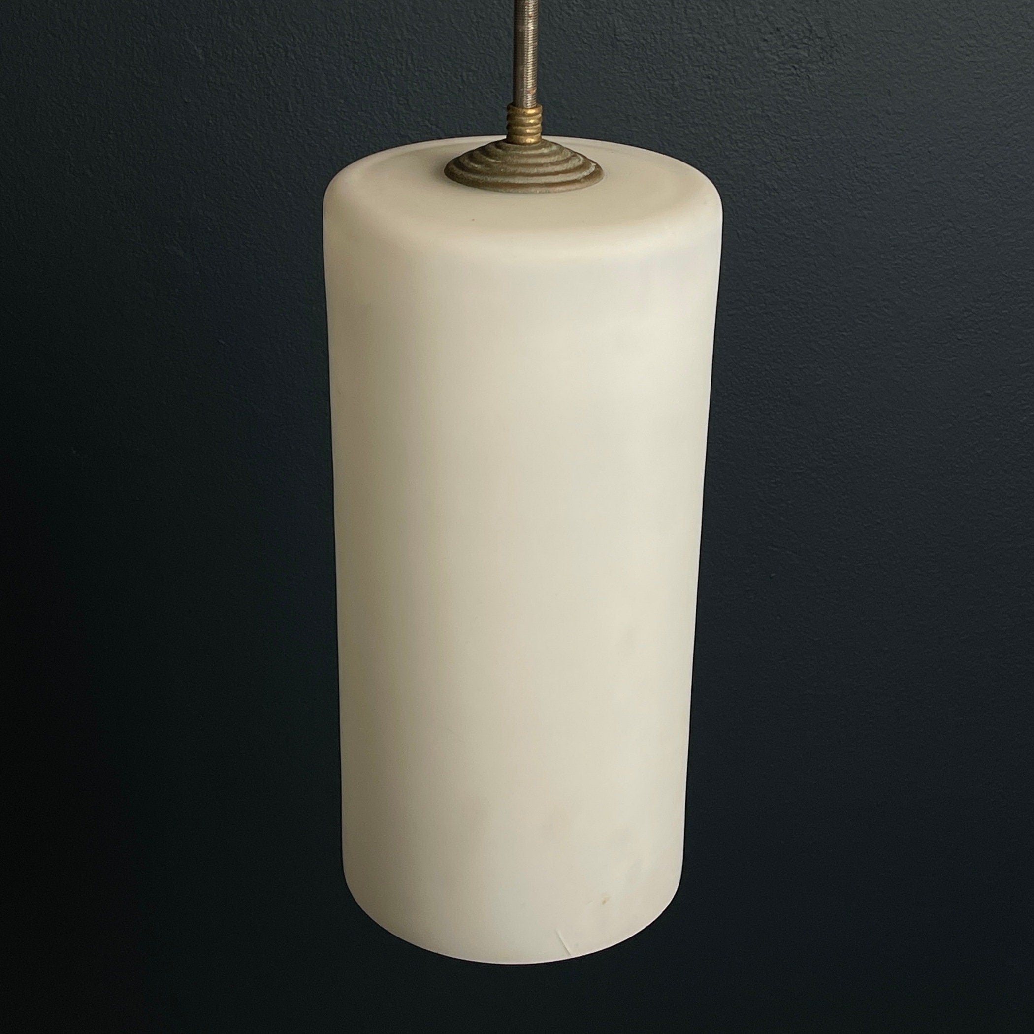 Mid-century opalin glass pendant lamp Italy 1960s Industrial italian lighting
