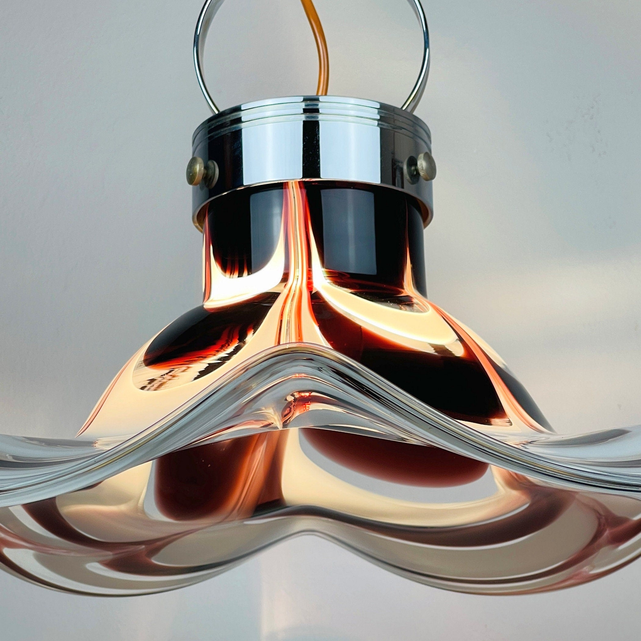 Original murano pendant lamp Flower by AV Mazzega Italy 1970s