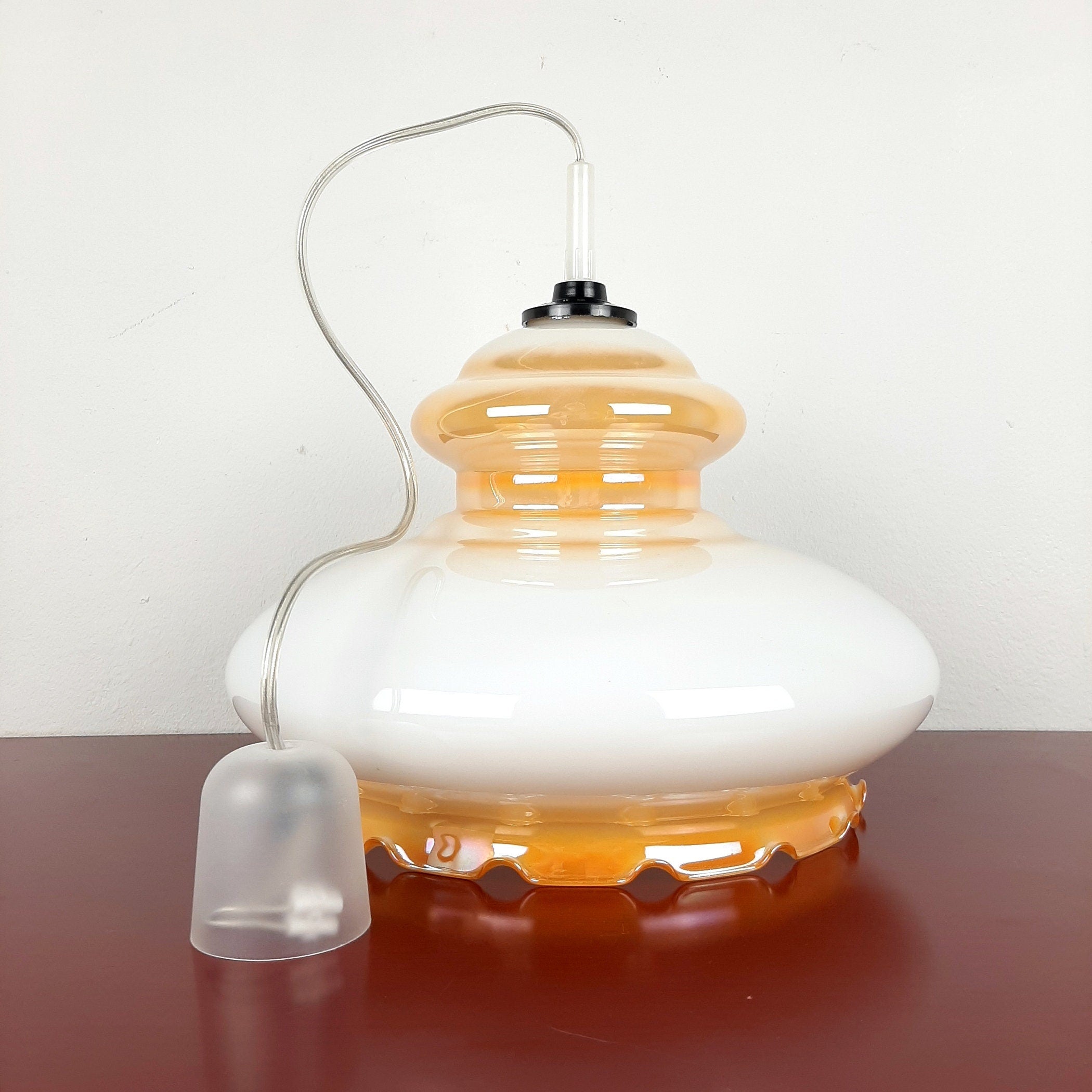 Vintage glass lamp Yugoslavia '70s Mid-century ceiling lamp Retro lighting