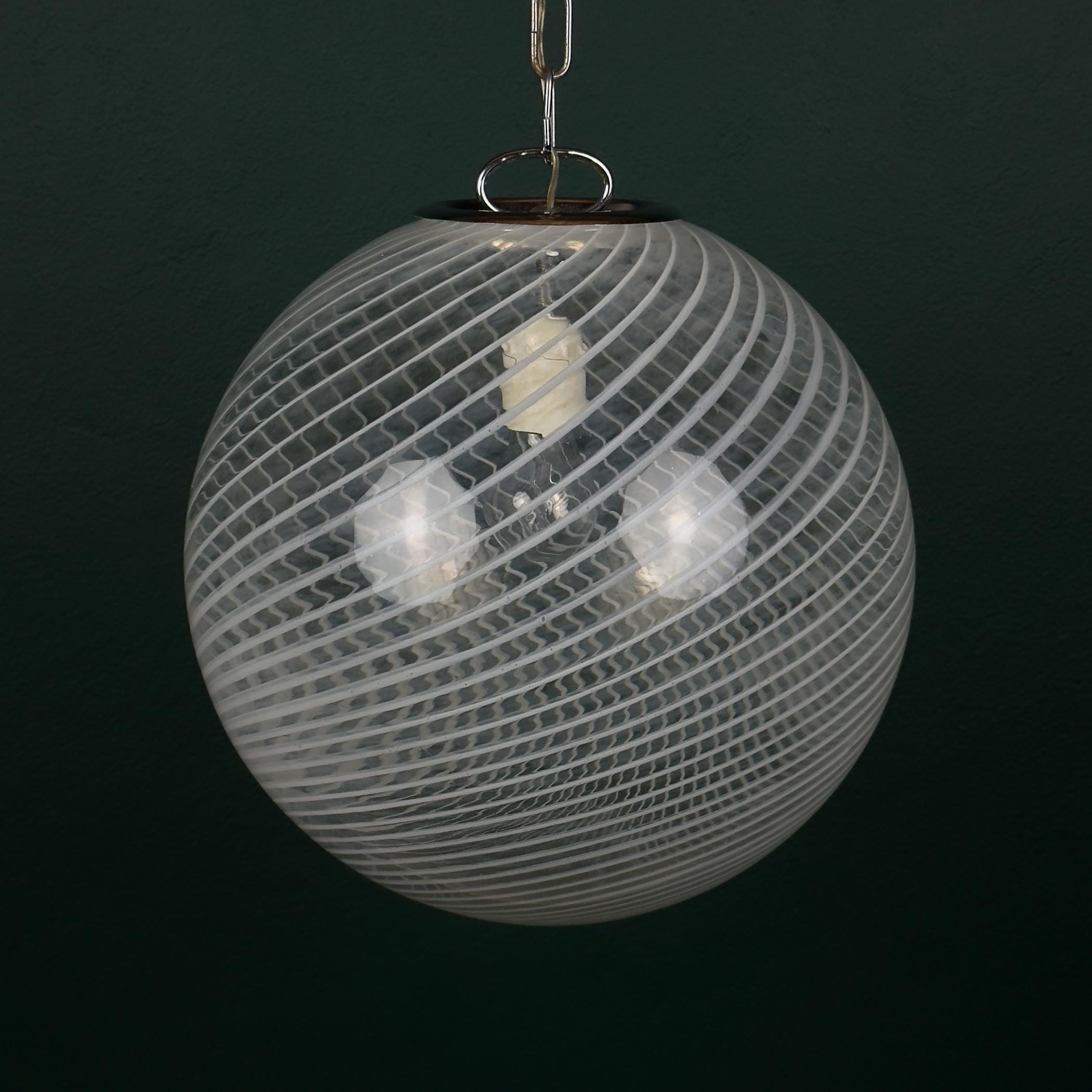 Vintage swirl murano pendant lamp, Italy 1970s