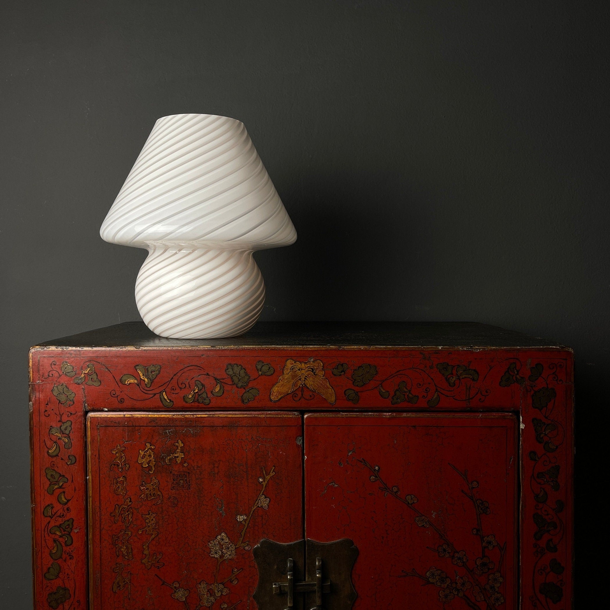 Vintage Swirl Murano Glass Table Lamp Mushroom, Italy 1970s