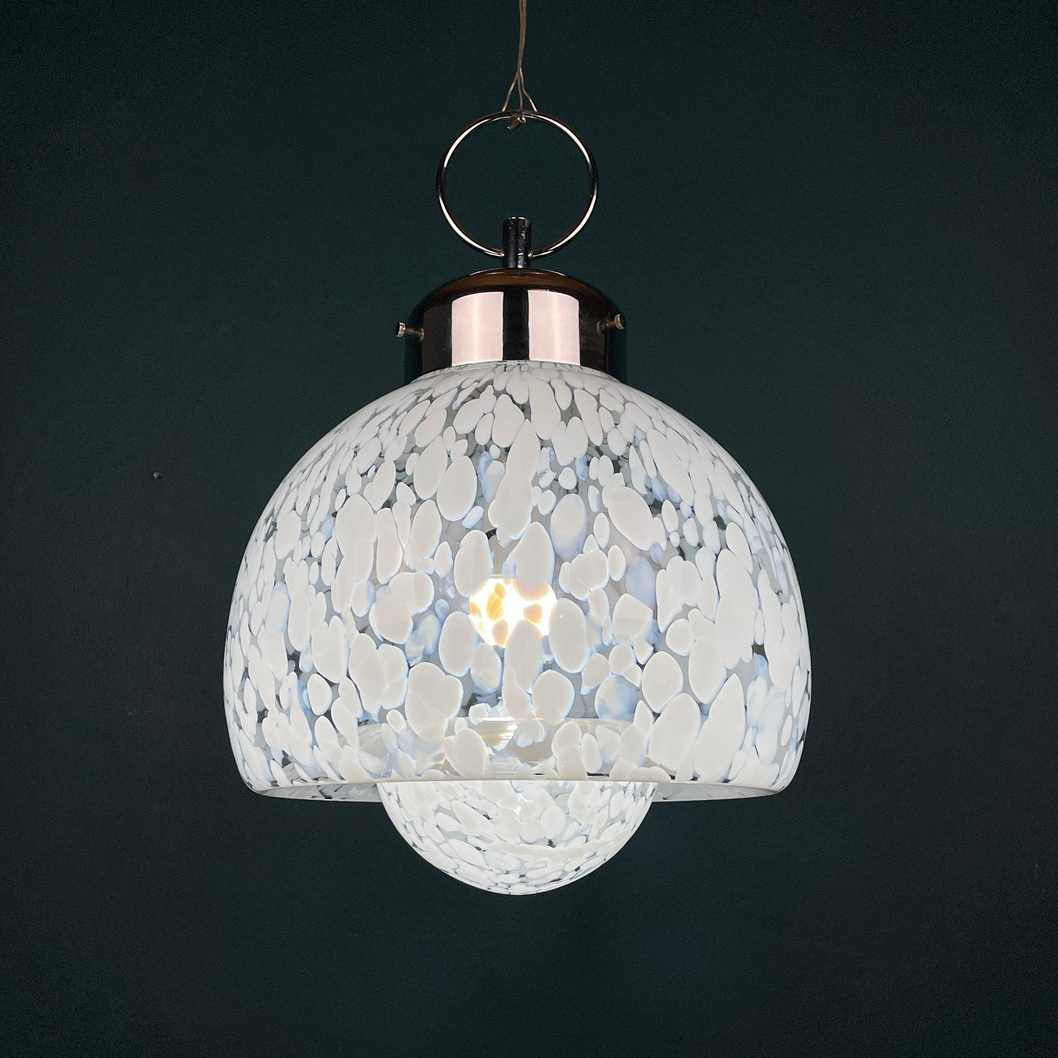 Vintage Murano Glass Mushroom Pendant Lamp: Carlo Nason Mazzega, Italy 1960s