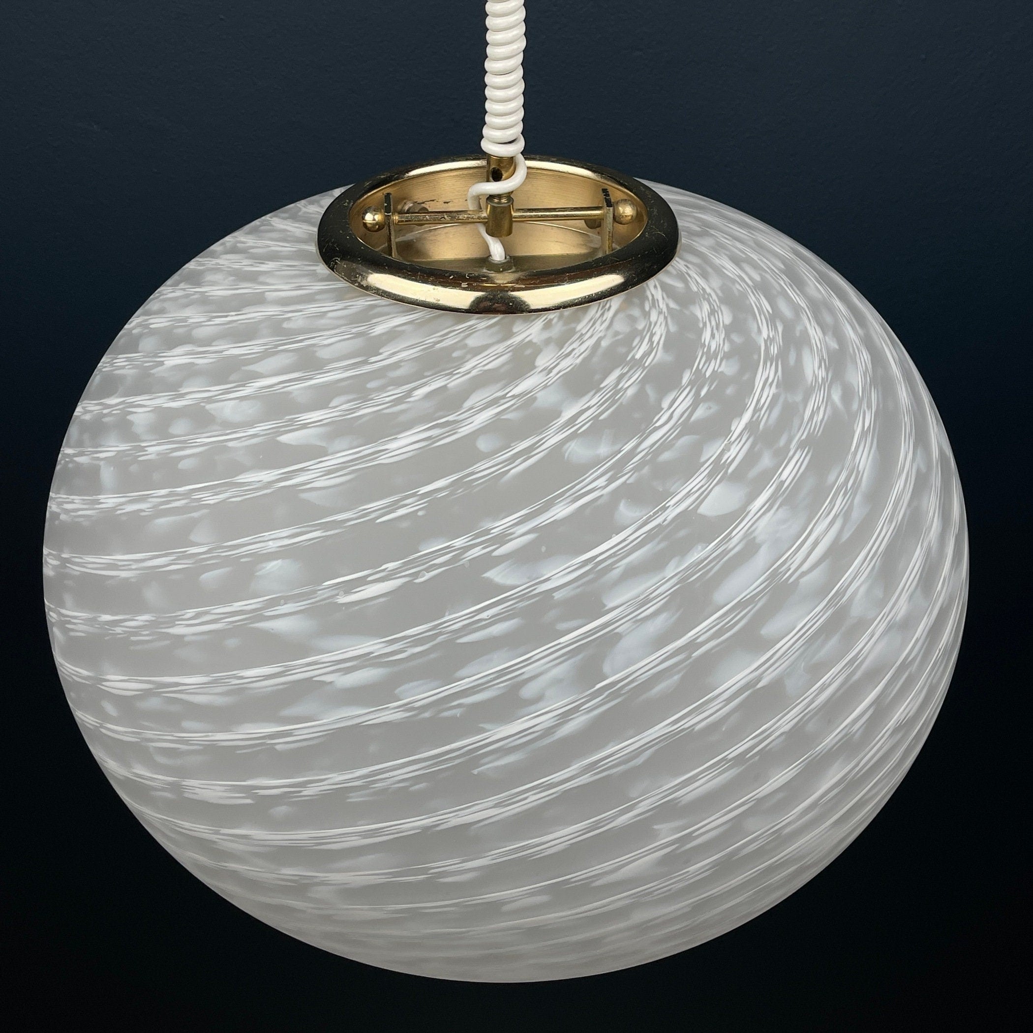 Large swirl murano glass pendant lamp Vetri Murano Italy 1970s