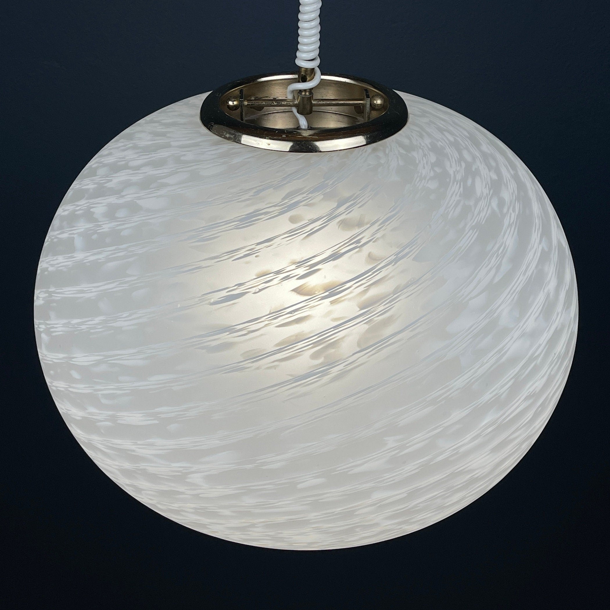 Large swirl murano glass pendant lamp Vetri Murano Italy 1970s