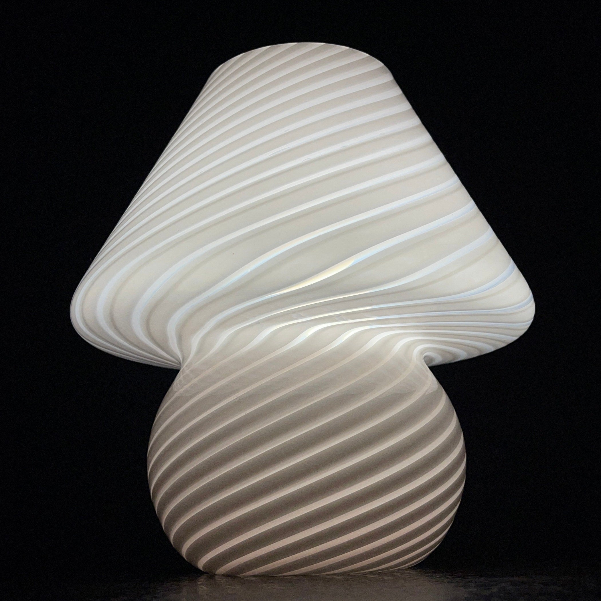 Vintage Swirl Murano Glass Table Lamp Mushroom, Italy 1970s