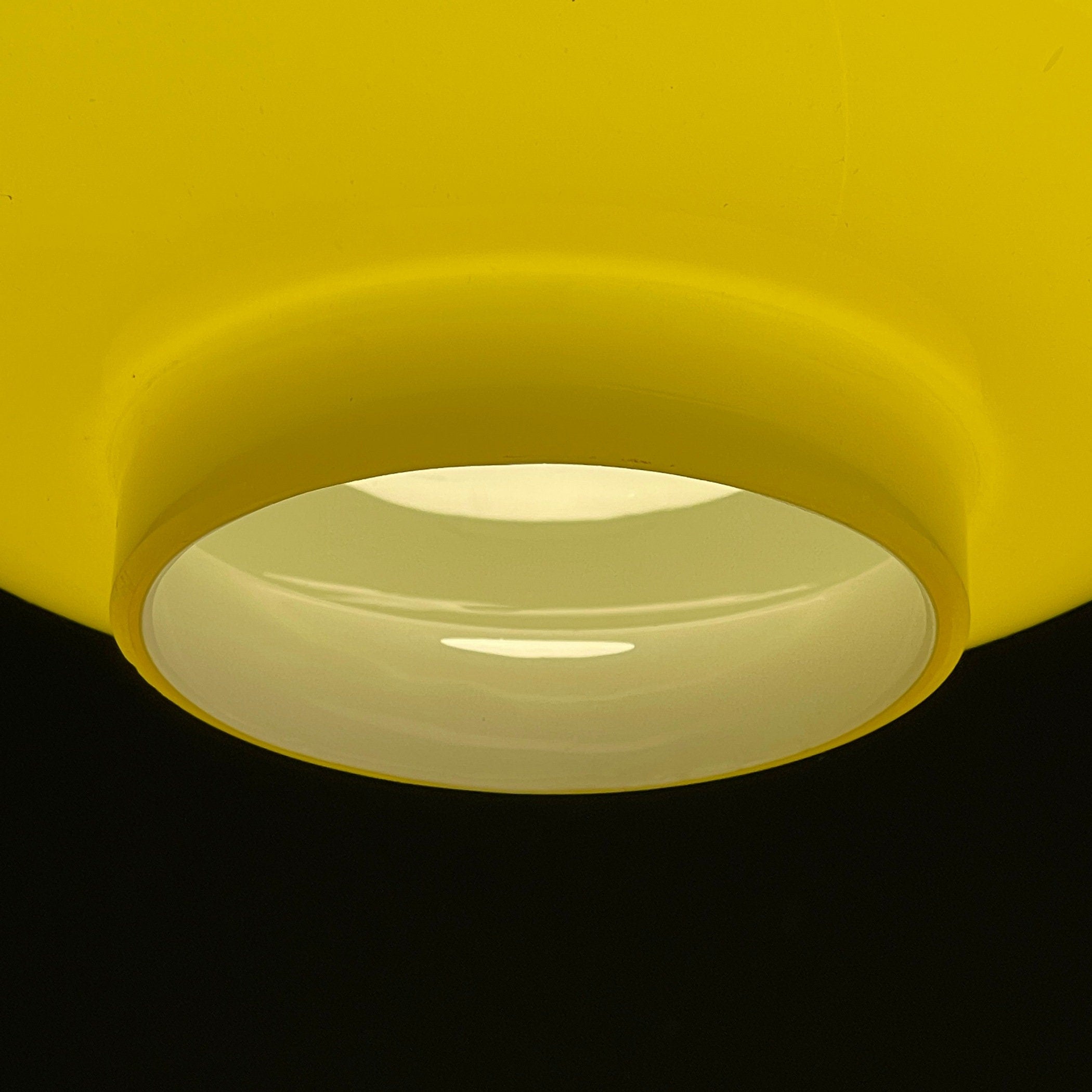 Mid-century yellow glass pendant lamp Yugoslavia 1970s Retro lighting Space age