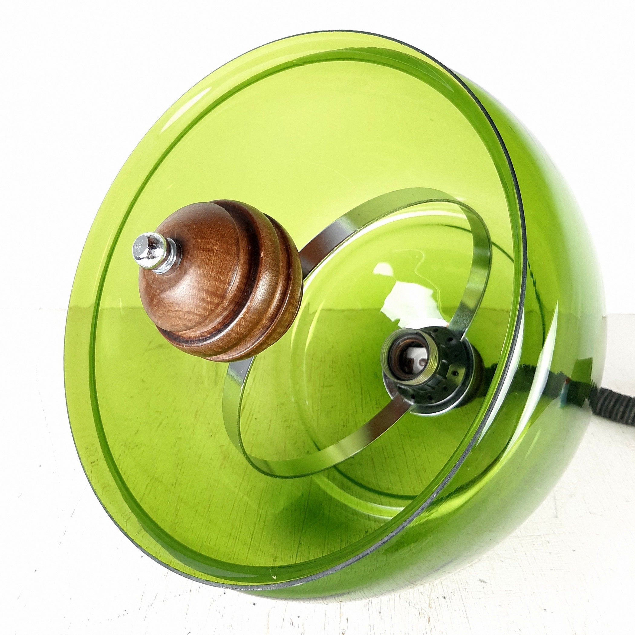 Vintage Green Glass Pendant Lamp: Mid-Century Modern Sijaj Hrastnik, Yugoslavia 1960s