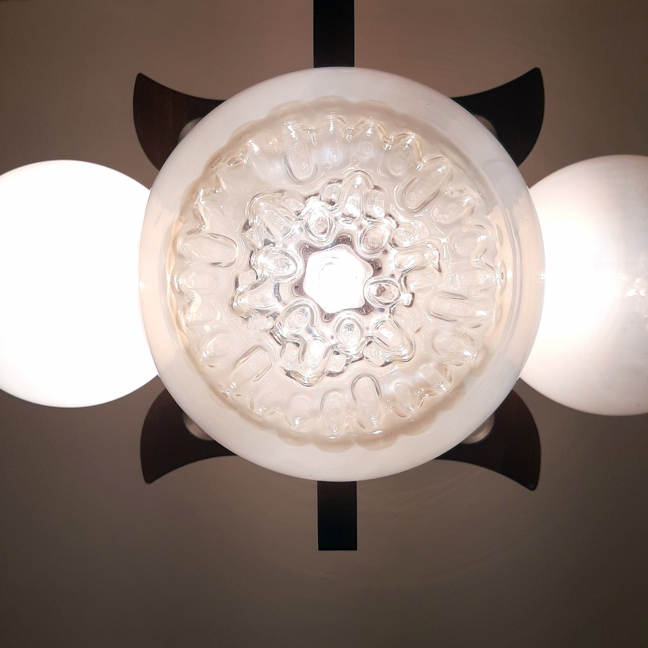 Mid-Century Mazzega Murano Glass Pendant Lamp - 70s Space Age Lighting