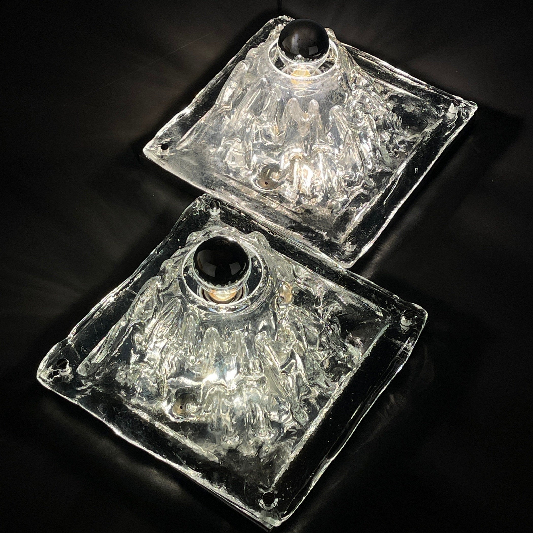 Vintage Murano Glass Wall Lamps - Angelo Brotto Polifemo - 1970s Italian Design, Set of 2
