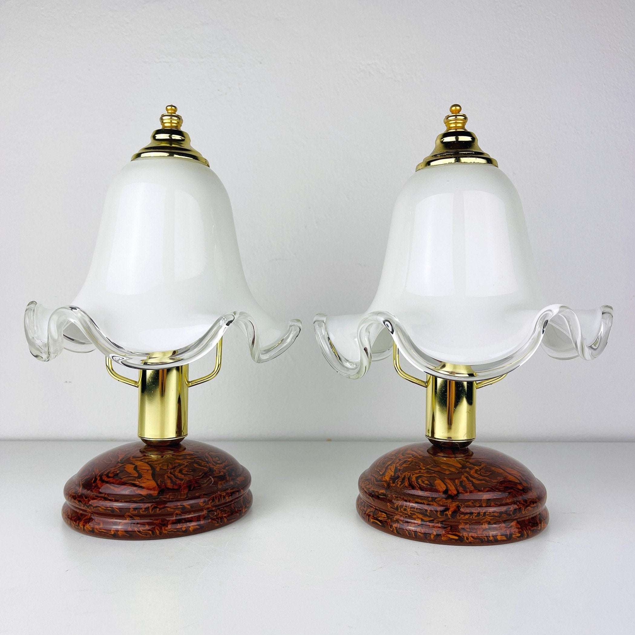 Vintage murano night table lamps Italy 1980s Set of 2 Vintage home decor