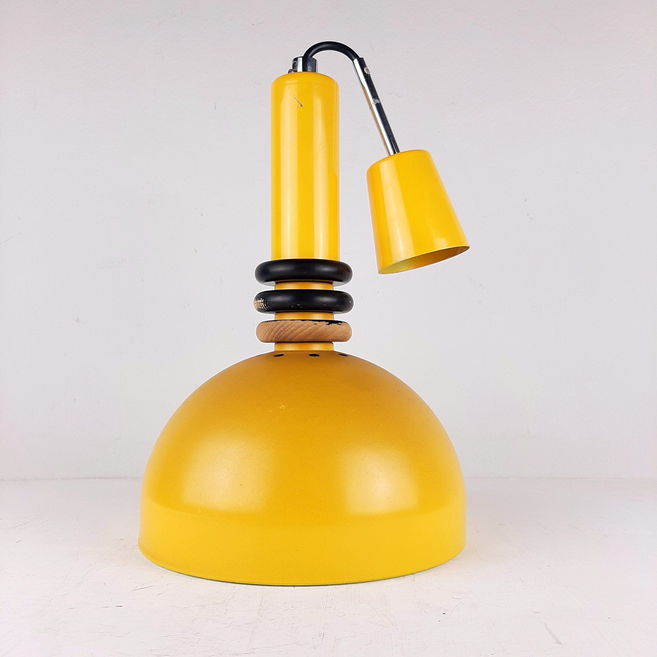 Retro metal pendant lamp Sijaj Hrastnik Yugoslavia 1970s Mid-century lighting Industrial light
