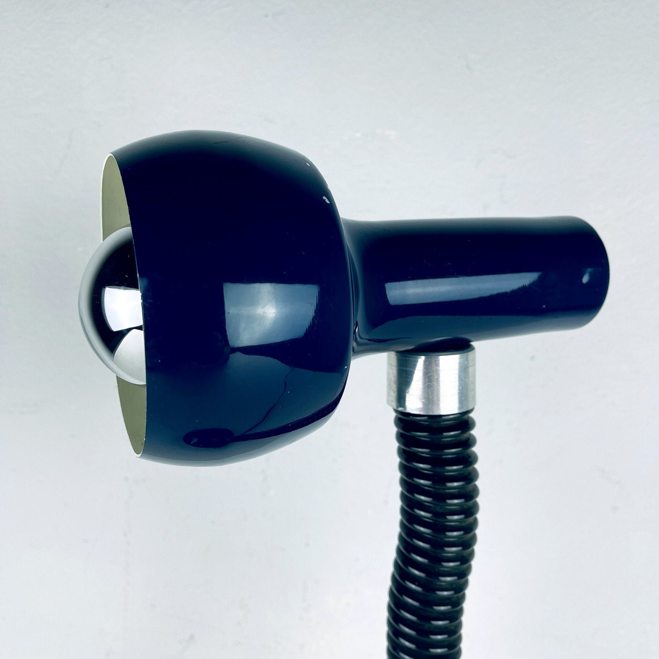 Mid-century goose blue desk lamp Italy 1970s metal retro table lamp
