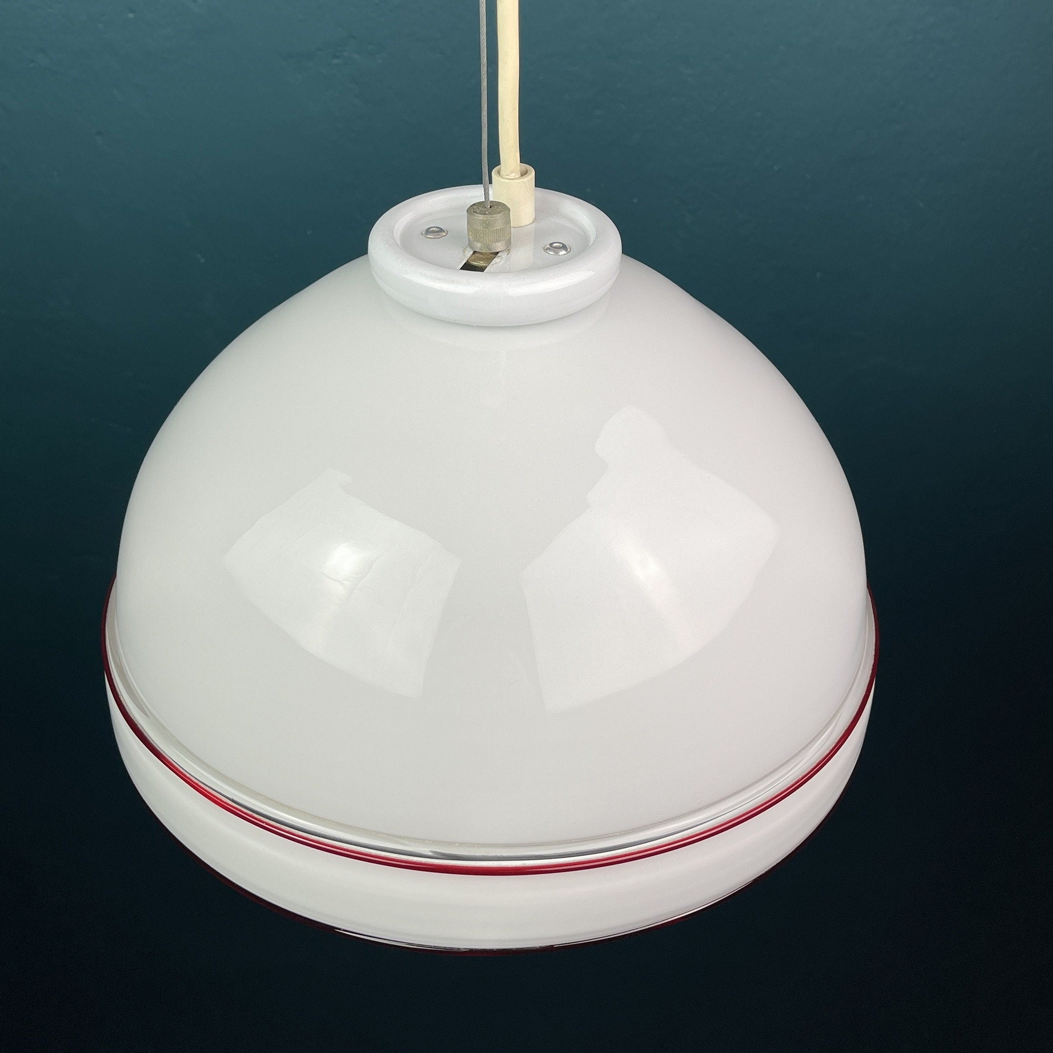 Vintage Murano Glass Pendant Lamp: 70s Italian Mid-Century Modern Lighting