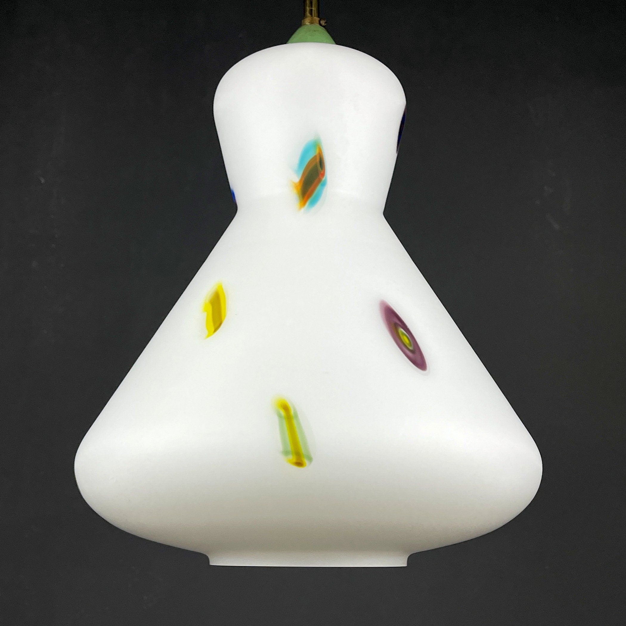 Mid-century multicolor opaline murano glass pendant lamp by Stilnovo Italy 1950s