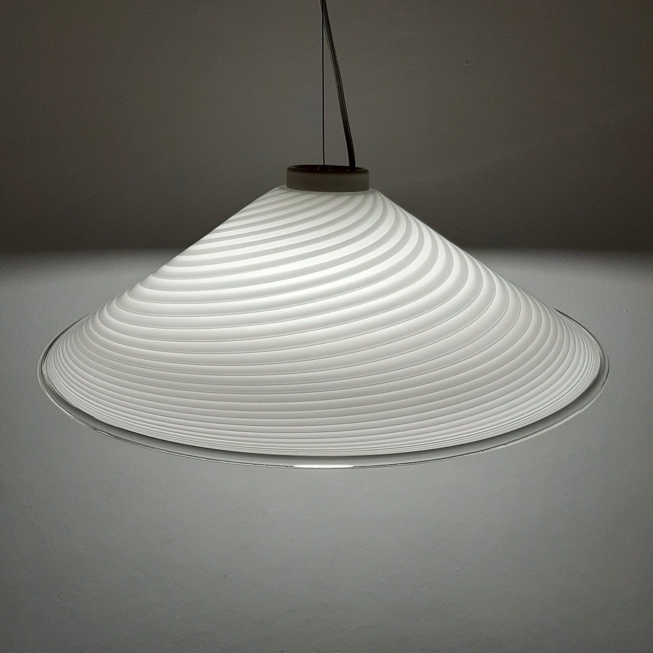 Retro swirl murano glass pendant lamp Italy 1970s Mid-century light