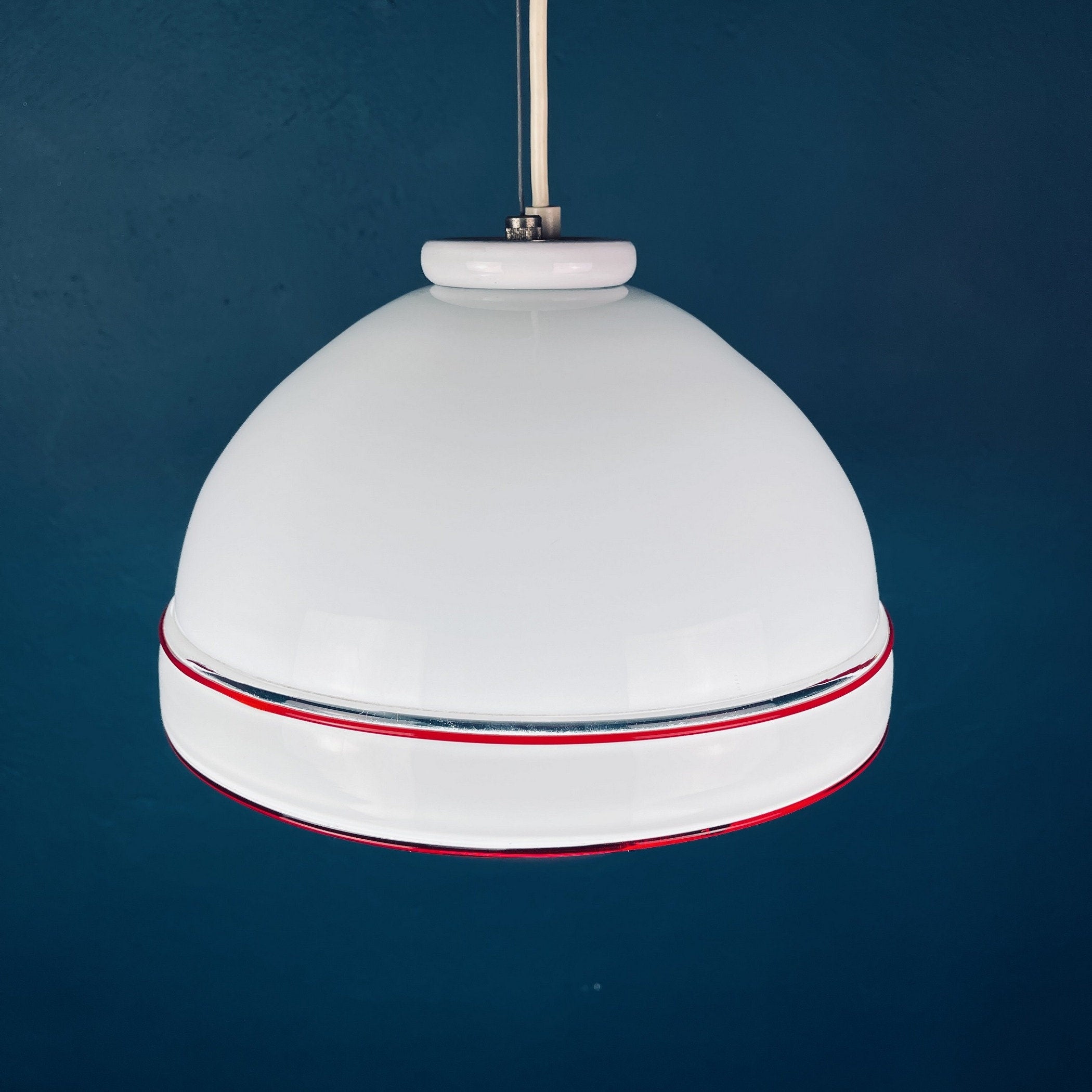 Vintage Murano Glass Pendant Lamp: 70s Italian Mid-Century Modern Lighting