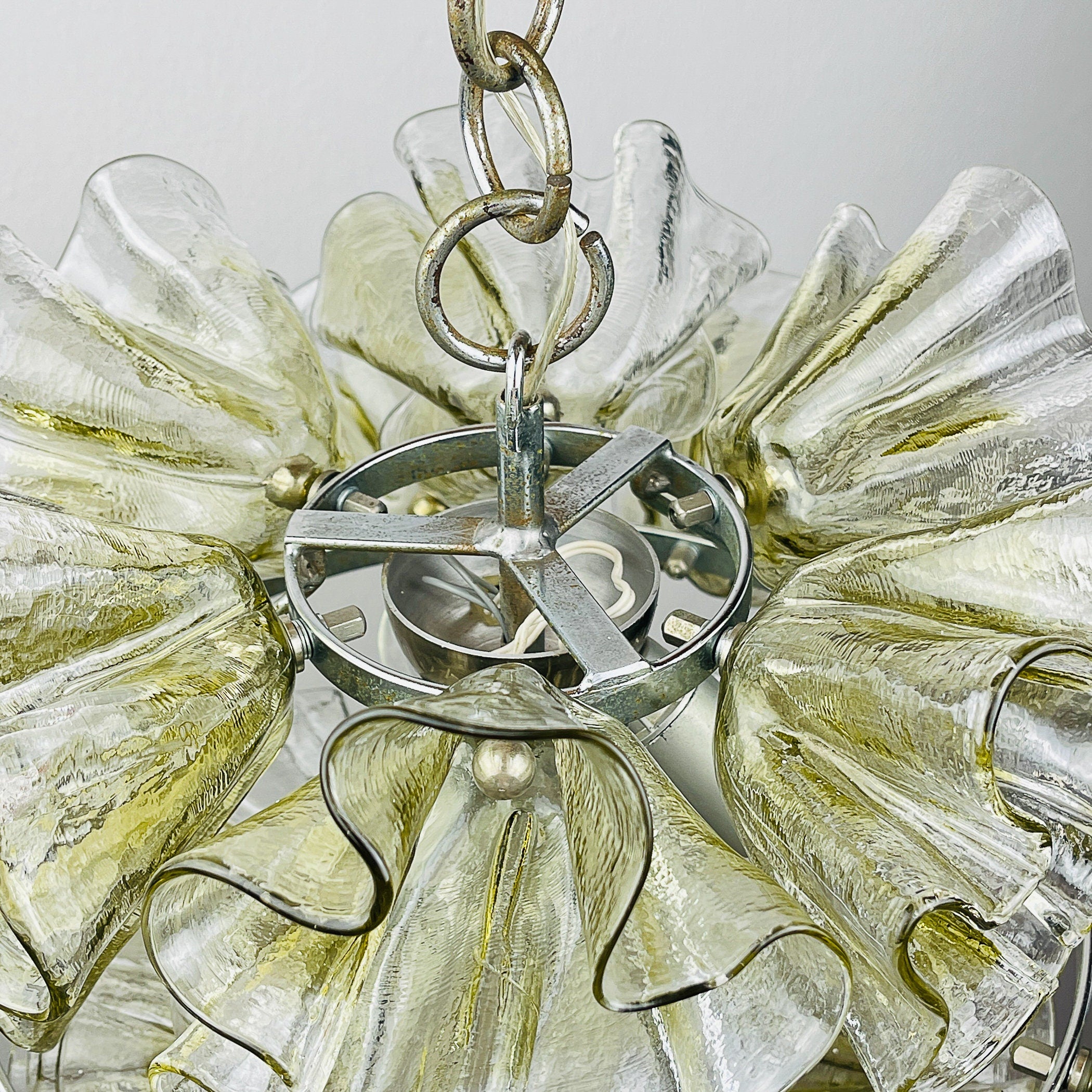 Murano glass chandelier by Mazzega, Italy 1970s, Mid-century modern lamp