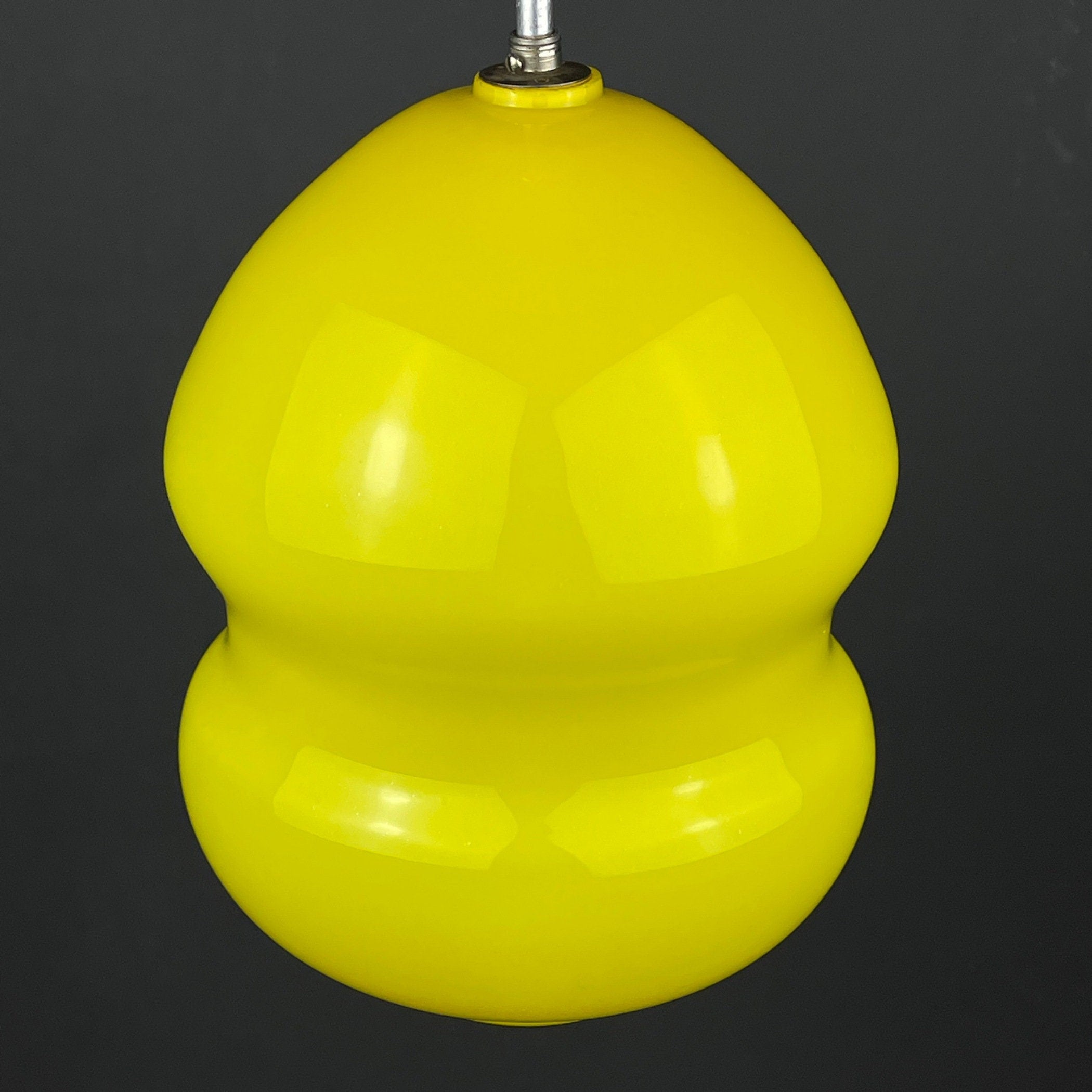 Mid-century yellow glass pendant lamp Yugoslavia 1970s Retro lighting Space age