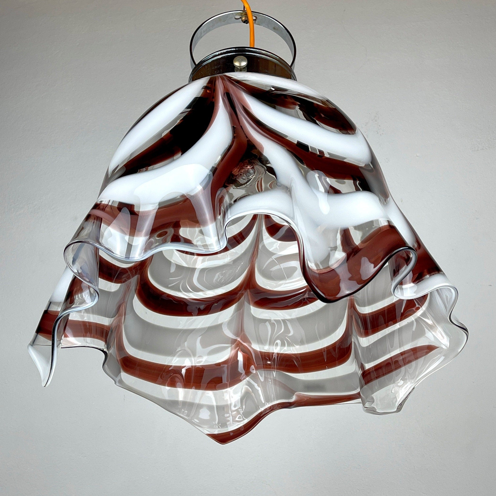 Original murano pendant lamp Fazzoletto by AV Mazzega Italy 1970s