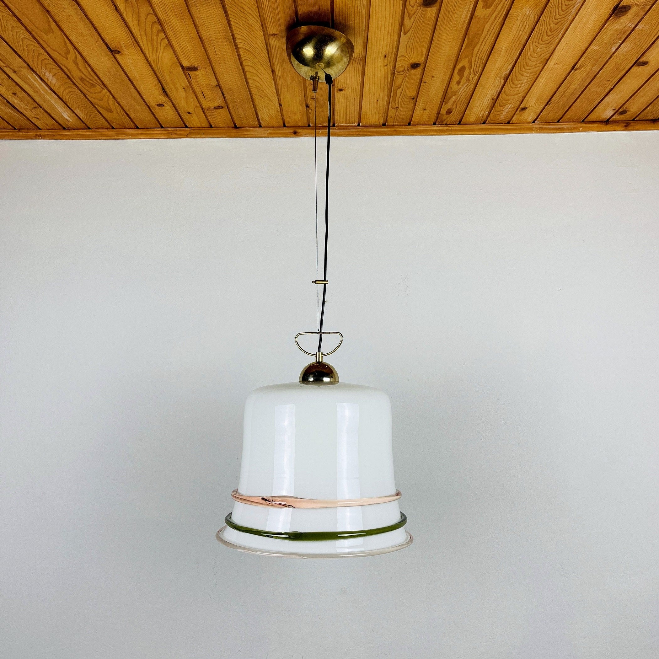 Vintage murano pendant lamp Italy 1970s Space age Retro lighting