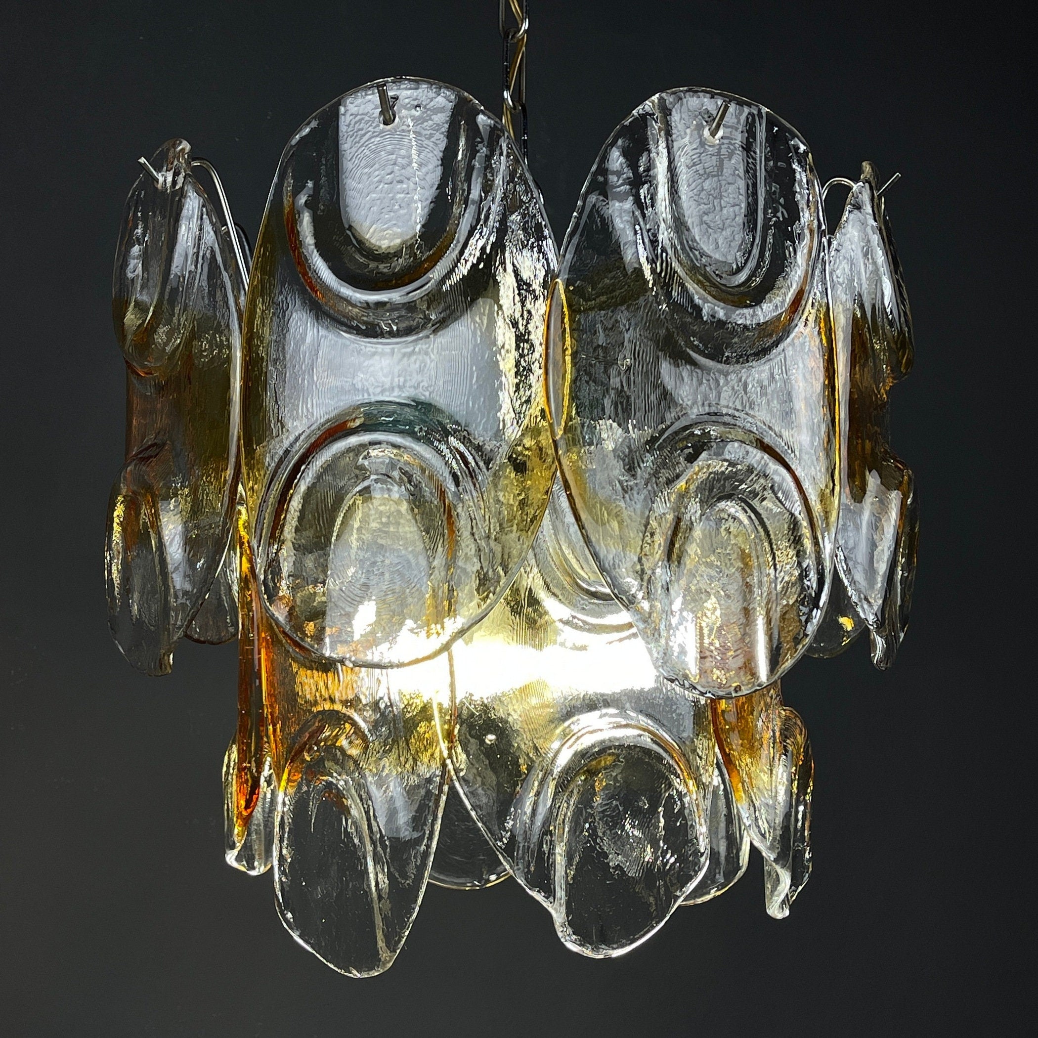 Murano chandelier by Mazzega Italy 1960s Mid-century modern italian lighting 14 murano glass petals