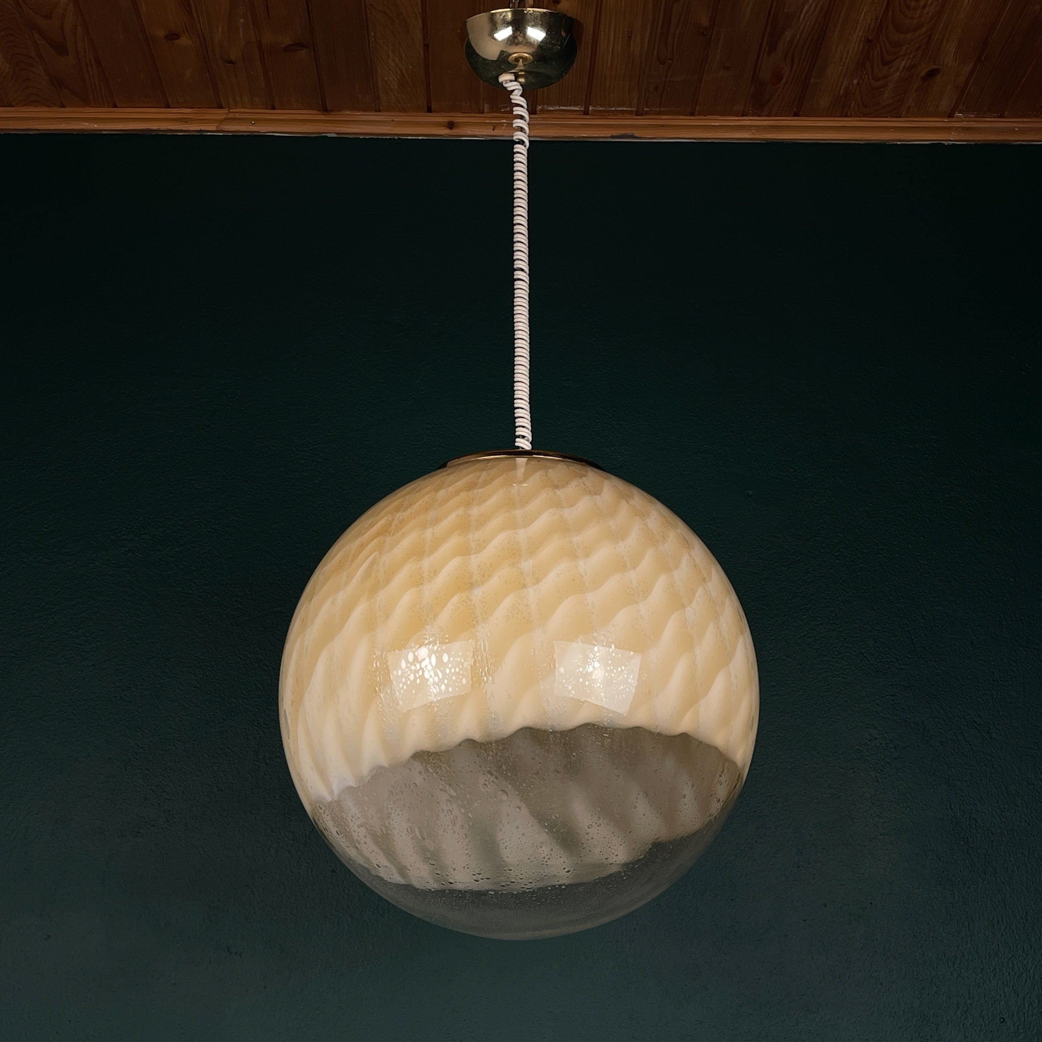 Vintage large murano ball pendant lamp by VeArt, Italy 1970s