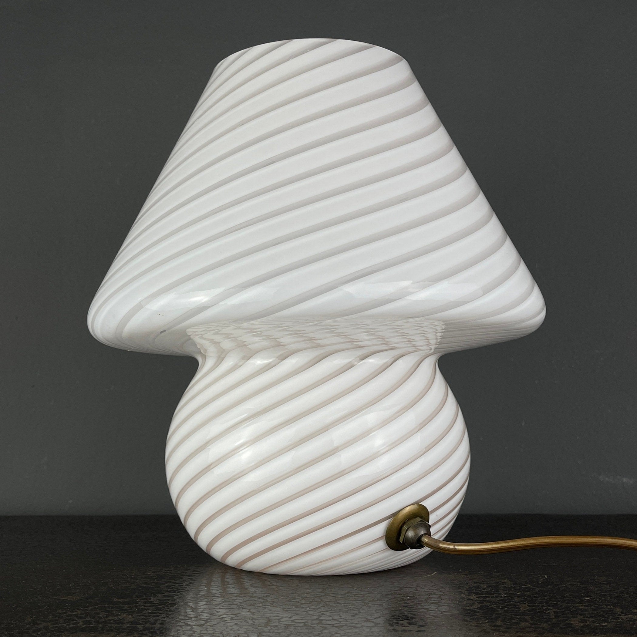Vintage Swirl Murano Glass Table Lamp Mushroom, Italy 1970s