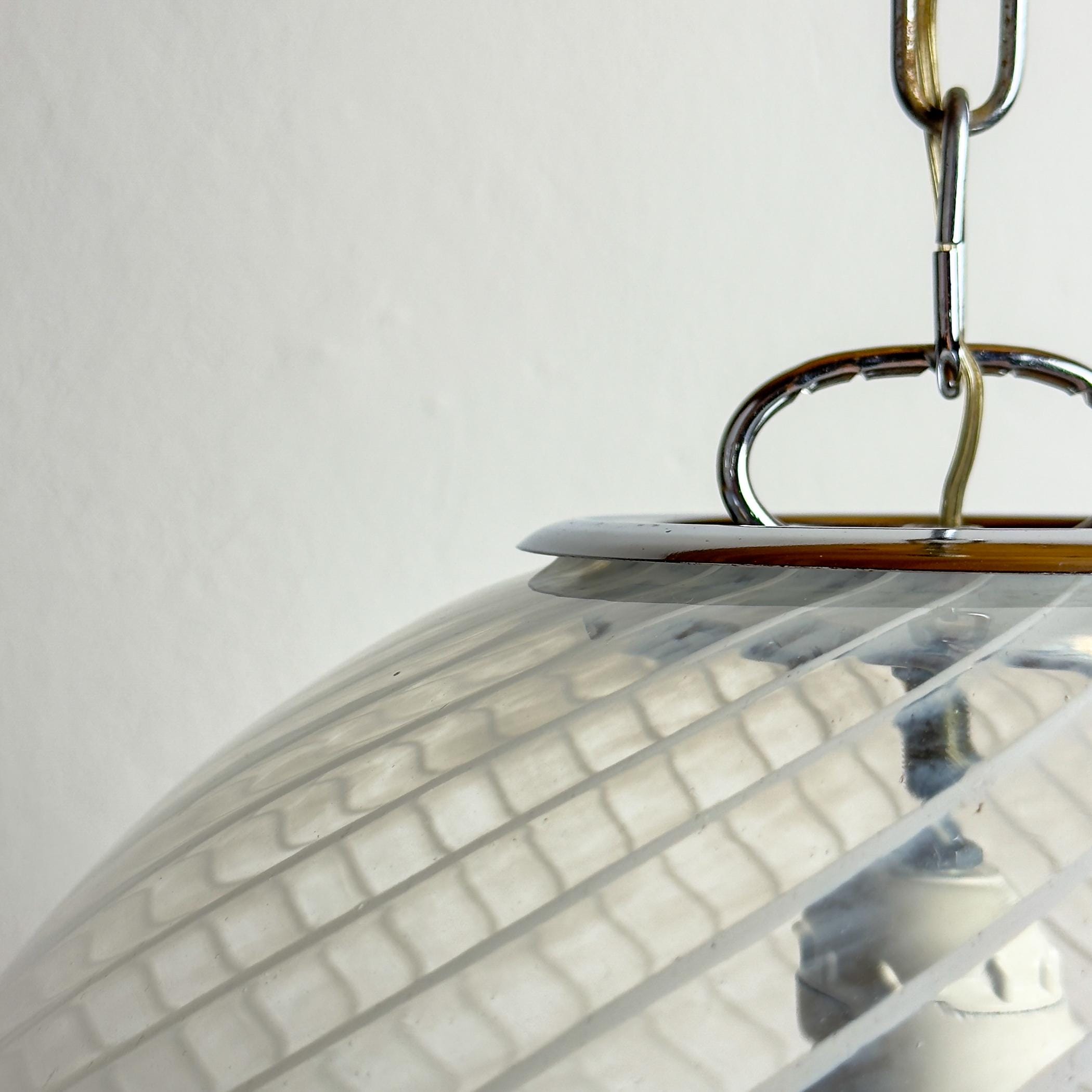 Vintage swirl murano pendant lamp, Italy 1970s